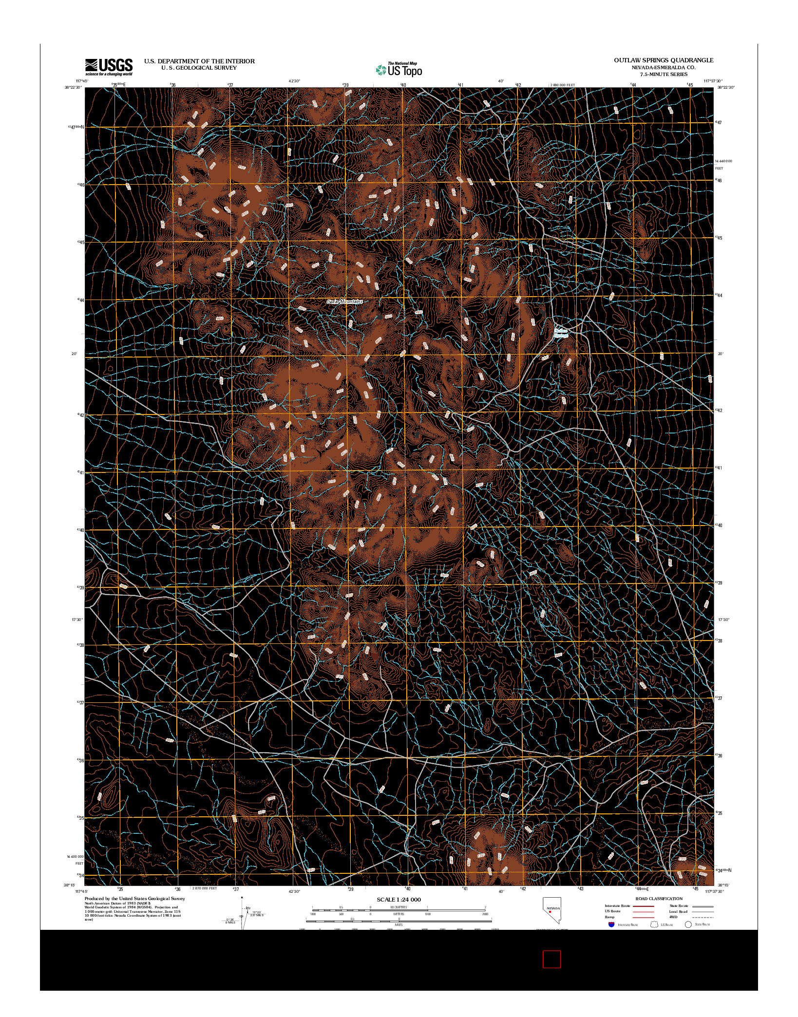 USGS US TOPO 7.5-MINUTE MAP FOR OUTLAW SPRINGS, NV 2012