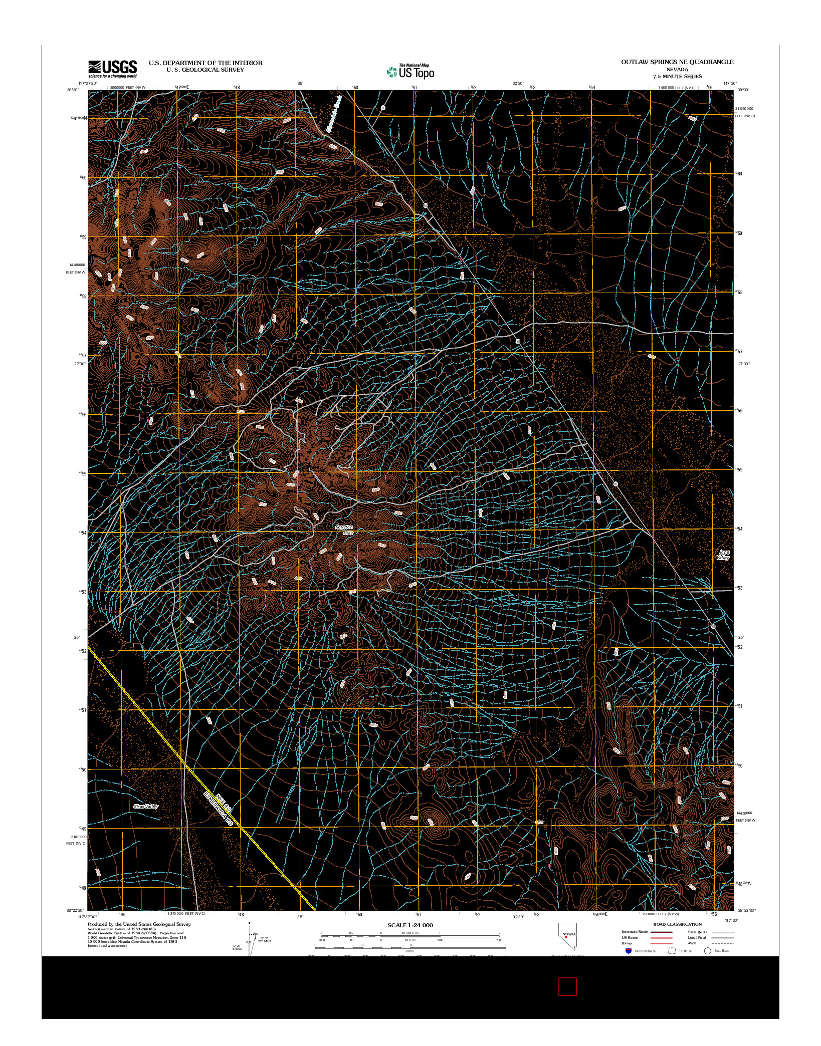 USGS US TOPO 7.5-MINUTE MAP FOR OUTLAW SPRINGS NE, NV 2012
