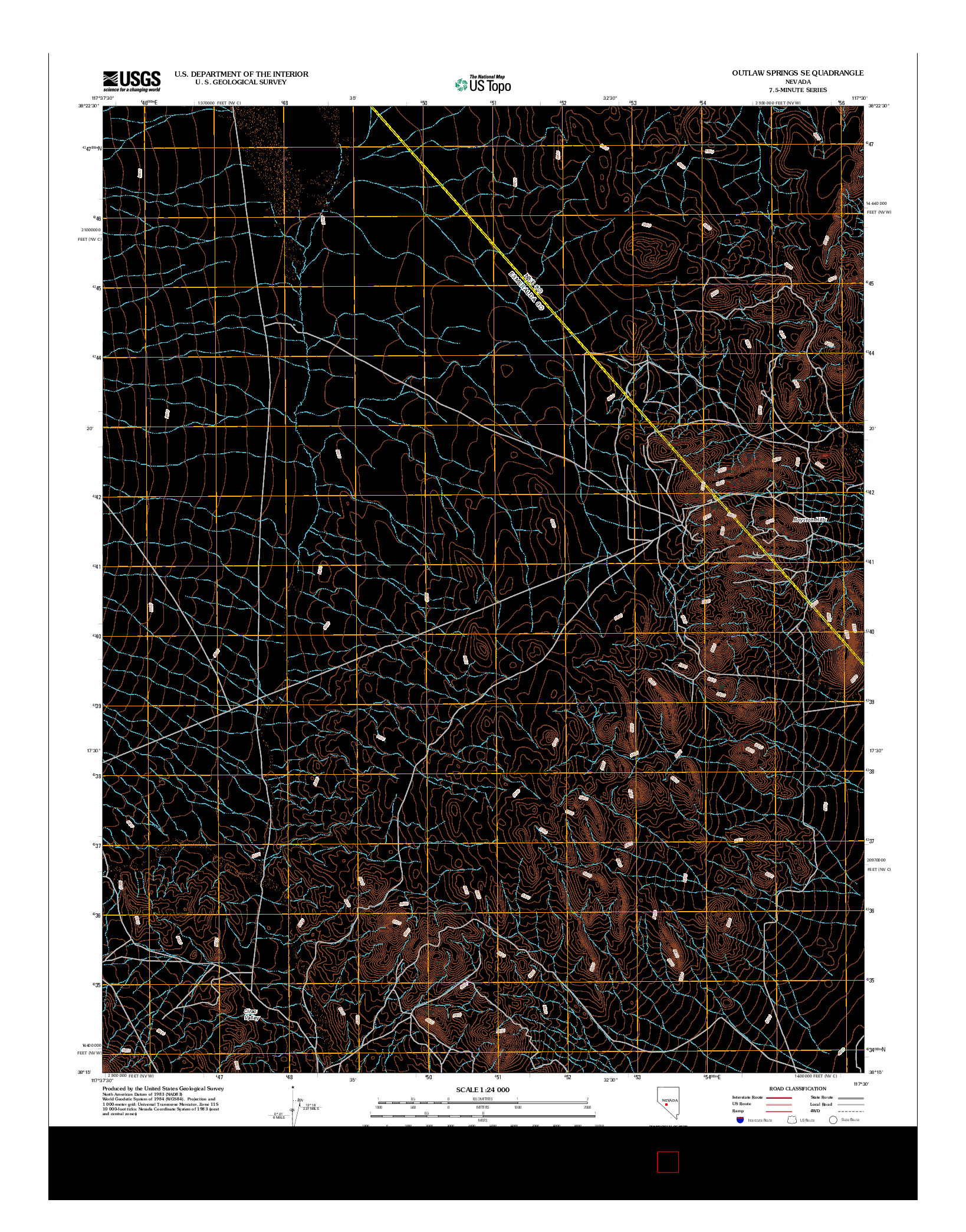 USGS US TOPO 7.5-MINUTE MAP FOR OUTLAW SPRINGS SE, NV 2012