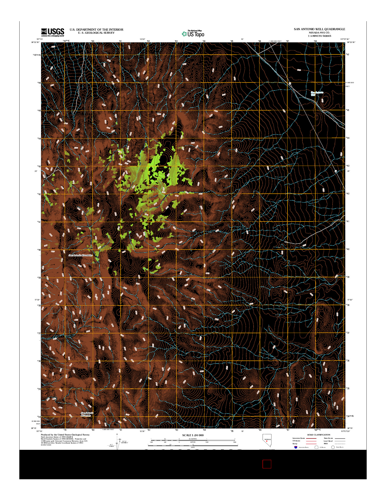 USGS US TOPO 7.5-MINUTE MAP FOR SAN ANTONIO WELL, NV 2012