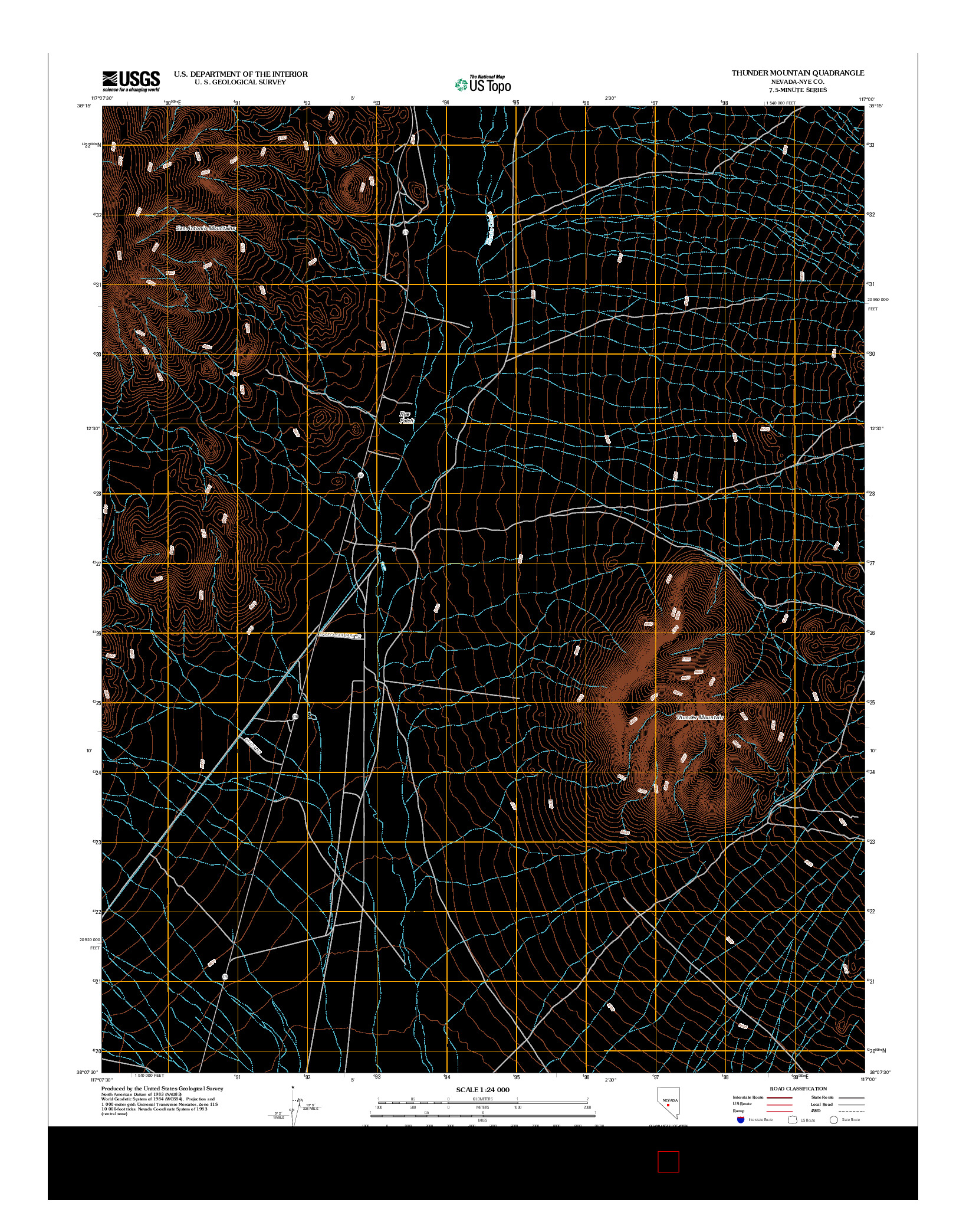 USGS US TOPO 7.5-MINUTE MAP FOR THUNDER MOUNTAIN, NV 2012