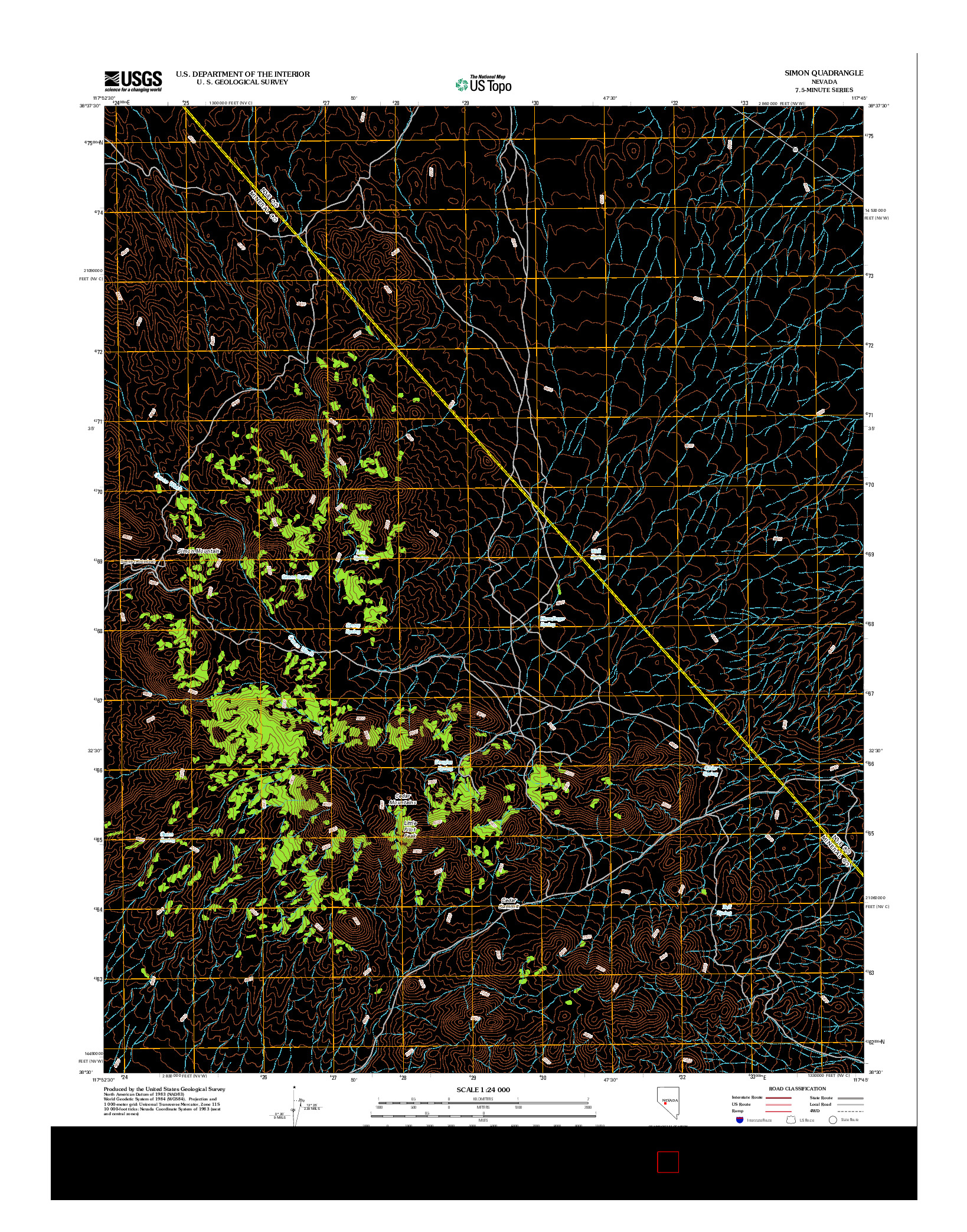USGS US TOPO 7.5-MINUTE MAP FOR SIMON, NV 2012