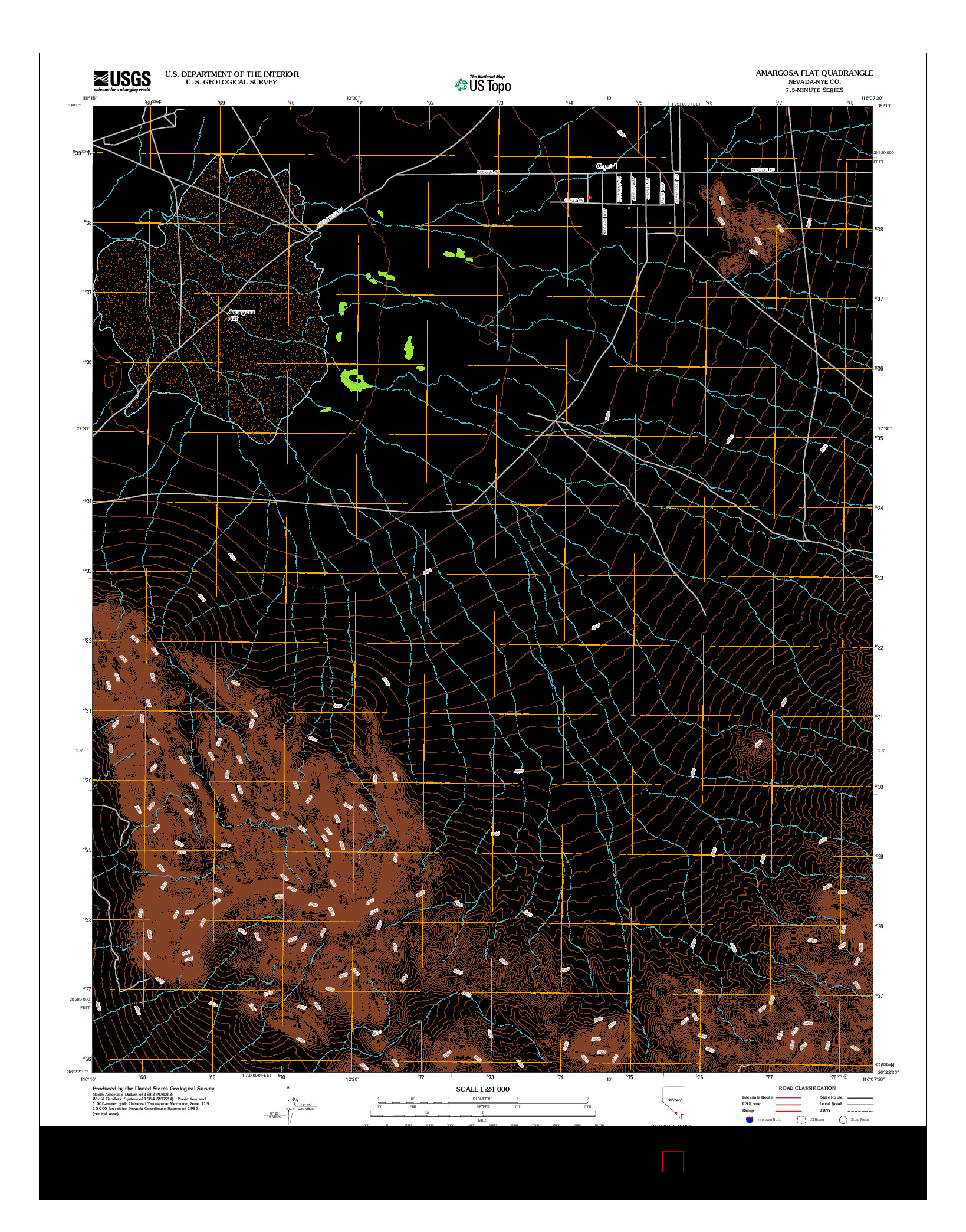 USGS US TOPO 7.5-MINUTE MAP FOR AMARGOSA FLAT, NV 2012