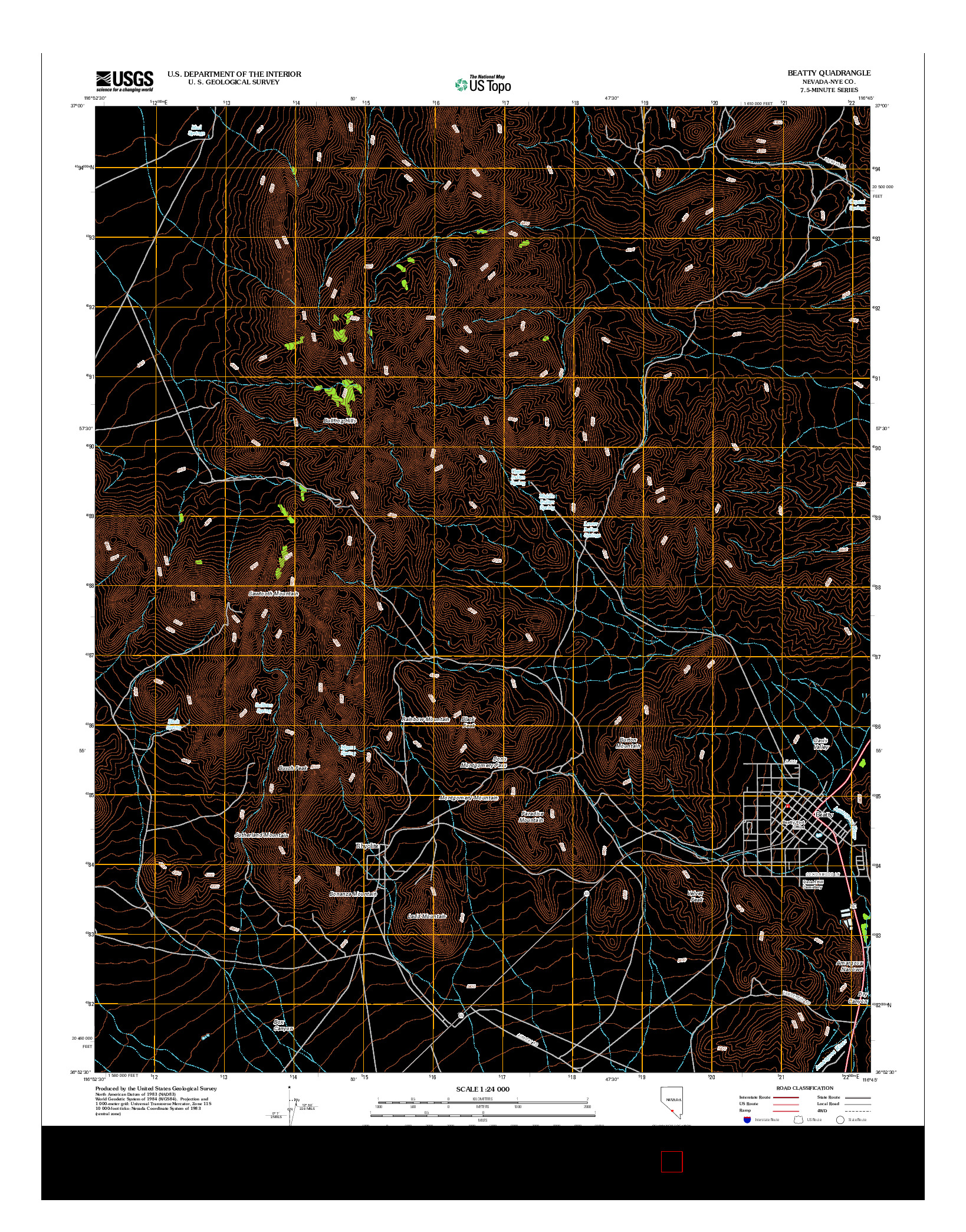 USGS US TOPO 7.5-MINUTE MAP FOR BEATTY, NV 2012