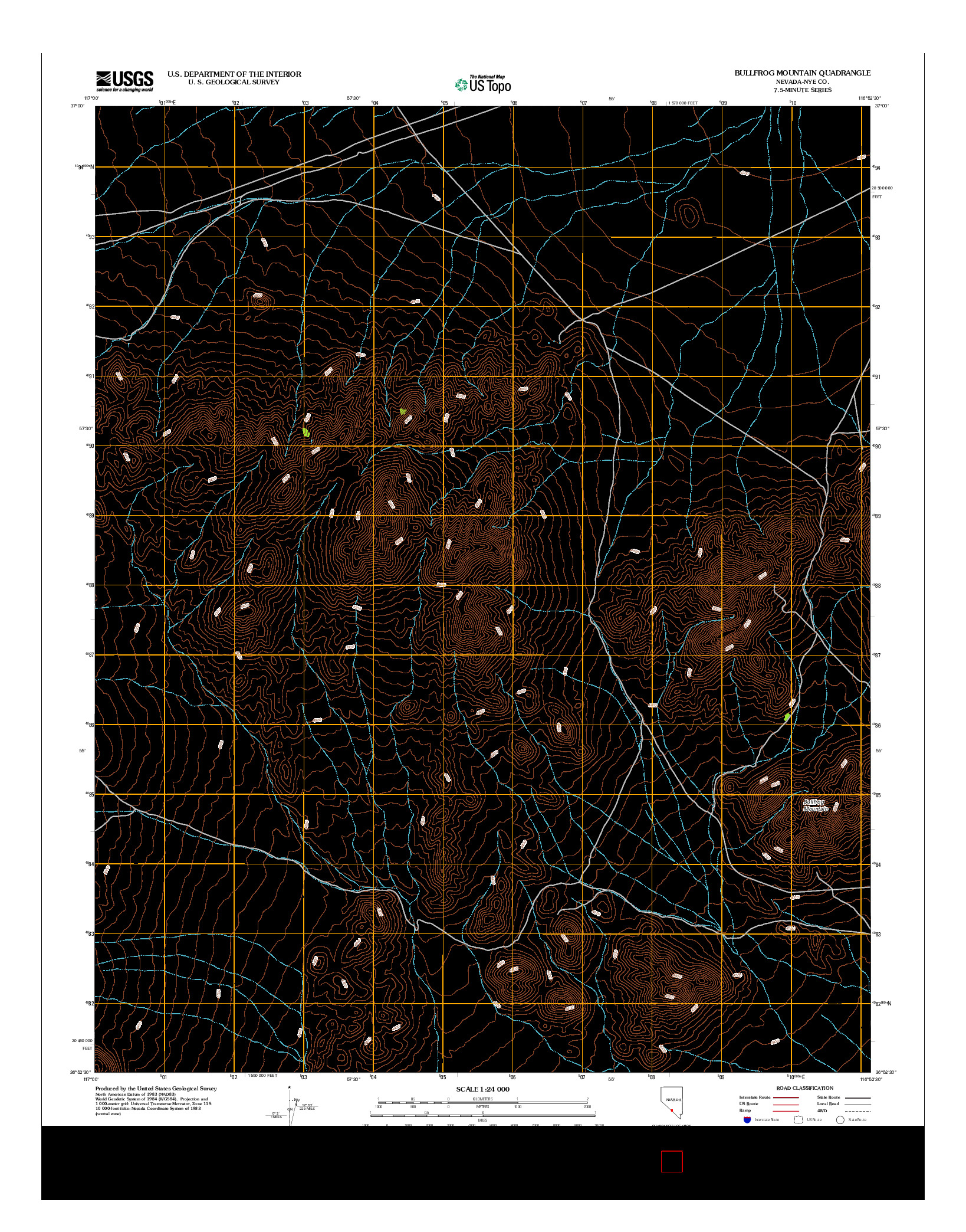 USGS US TOPO 7.5-MINUTE MAP FOR BULLFROG MOUNTAIN, NV 2012