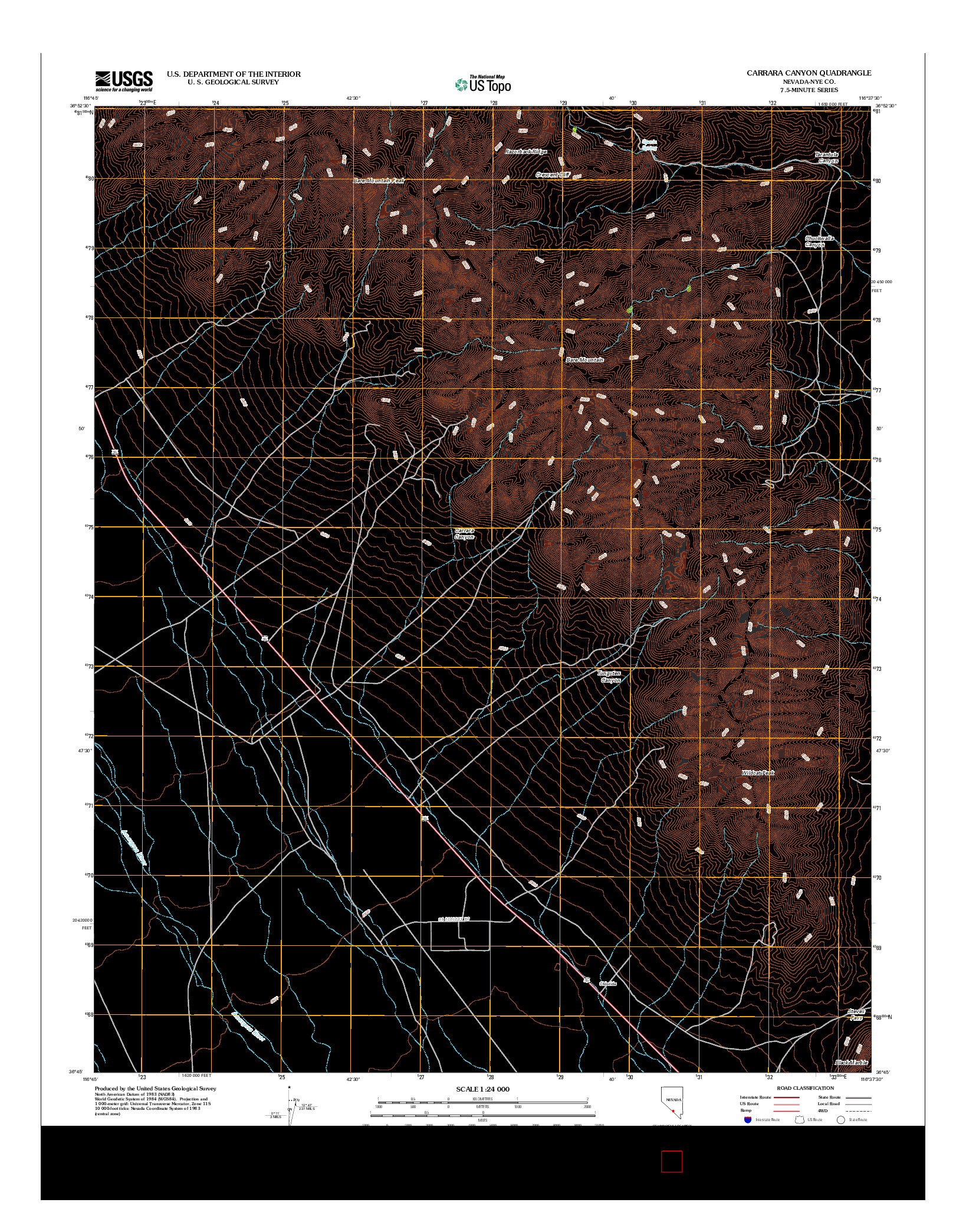 USGS US TOPO 7.5-MINUTE MAP FOR CARRARA CANYON, NV 2012