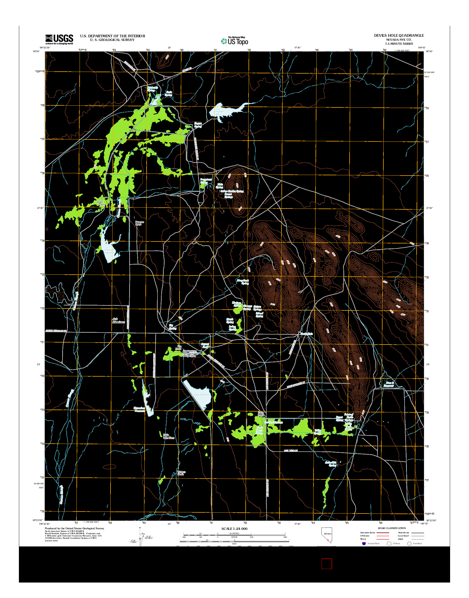 USGS US TOPO 7.5-MINUTE MAP FOR DEVILS HOLE, NV 2012