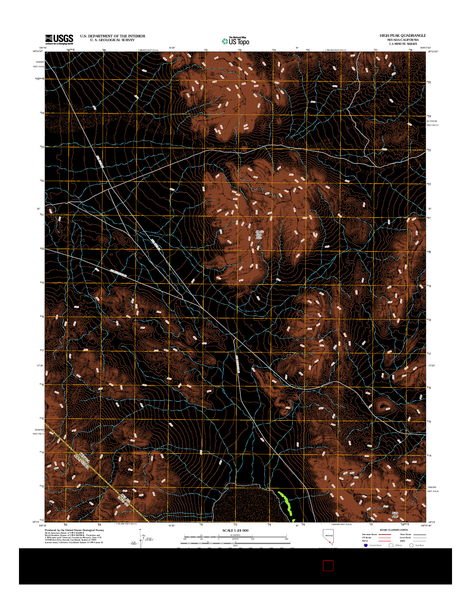 USGS US TOPO 7.5-MINUTE MAP FOR HIGH PEAK, NV-CA 2012