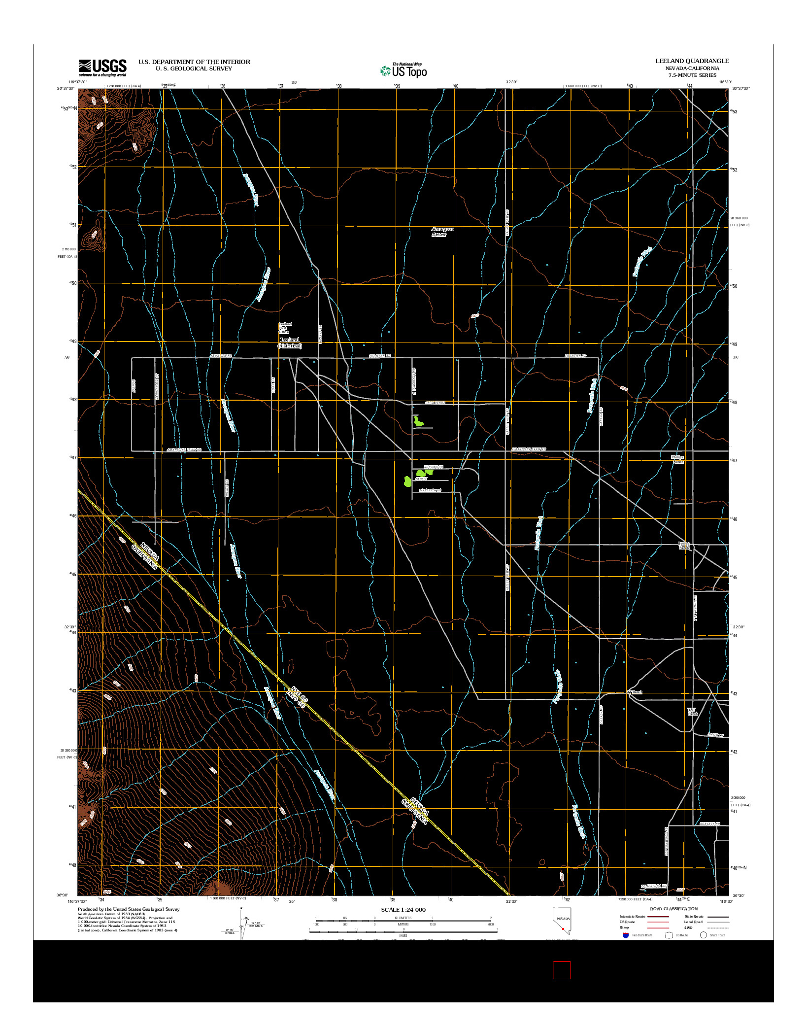 USGS US TOPO 7.5-MINUTE MAP FOR LEELAND, NV-CA 2012