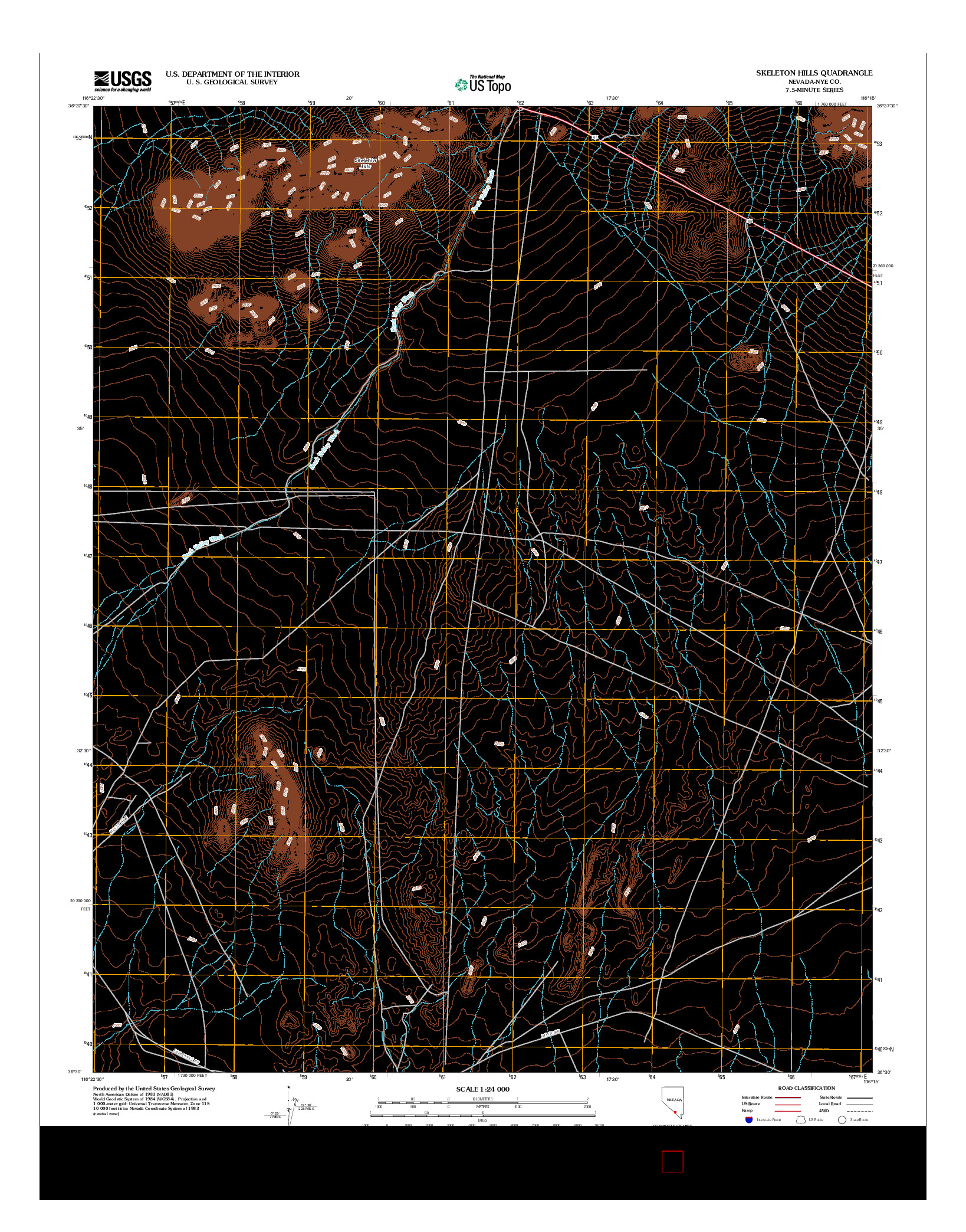 USGS US TOPO 7.5-MINUTE MAP FOR SKELETON HILLS, NV 2012