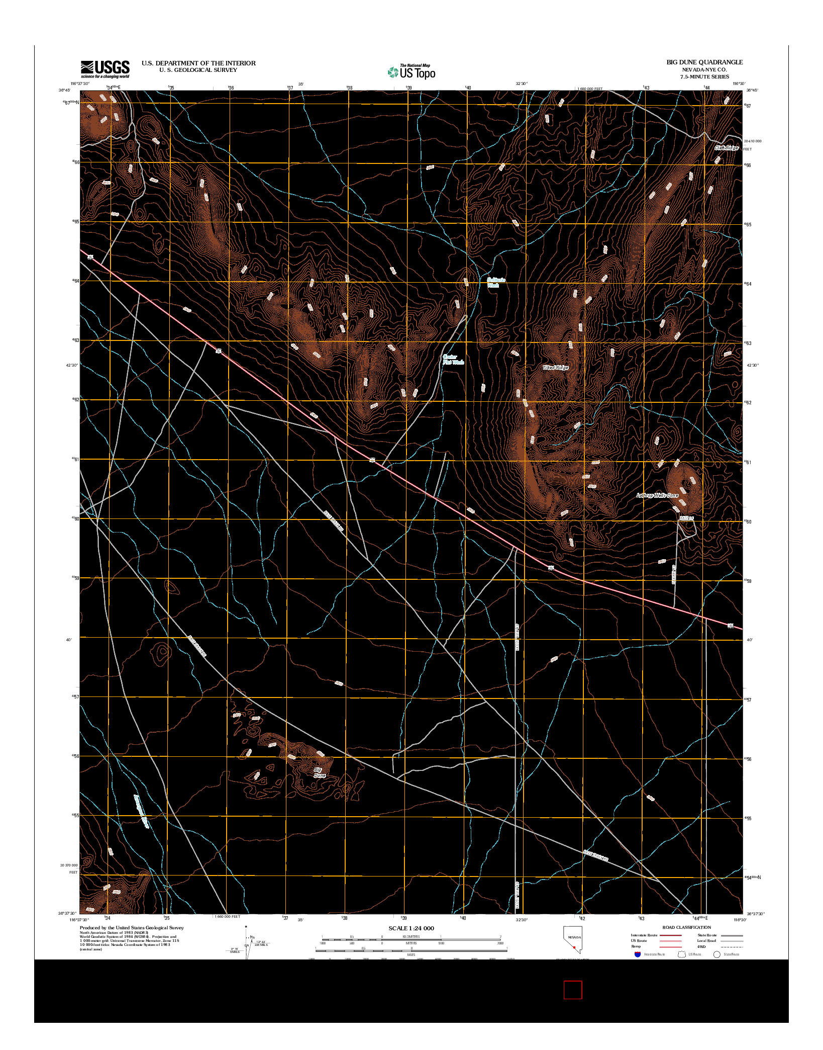 USGS US TOPO 7.5-MINUTE MAP FOR BIG DUNE, NV 2012