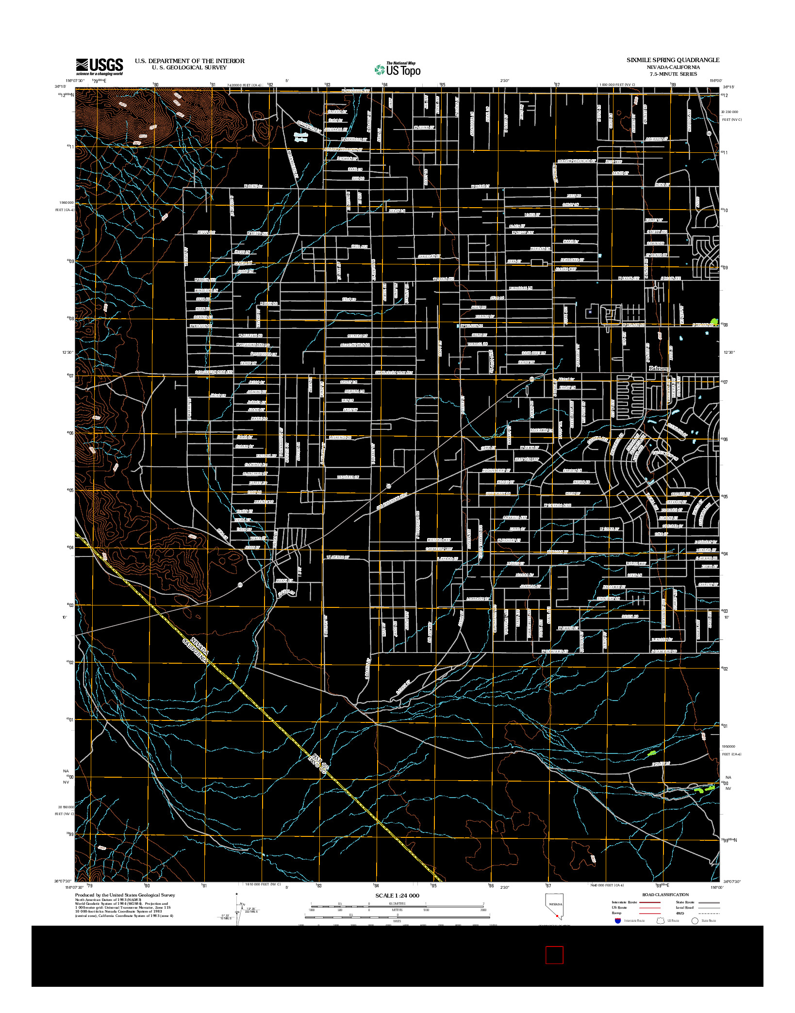 USGS US TOPO 7.5-MINUTE MAP FOR SIXMILE SPRING, NV-CA 2012