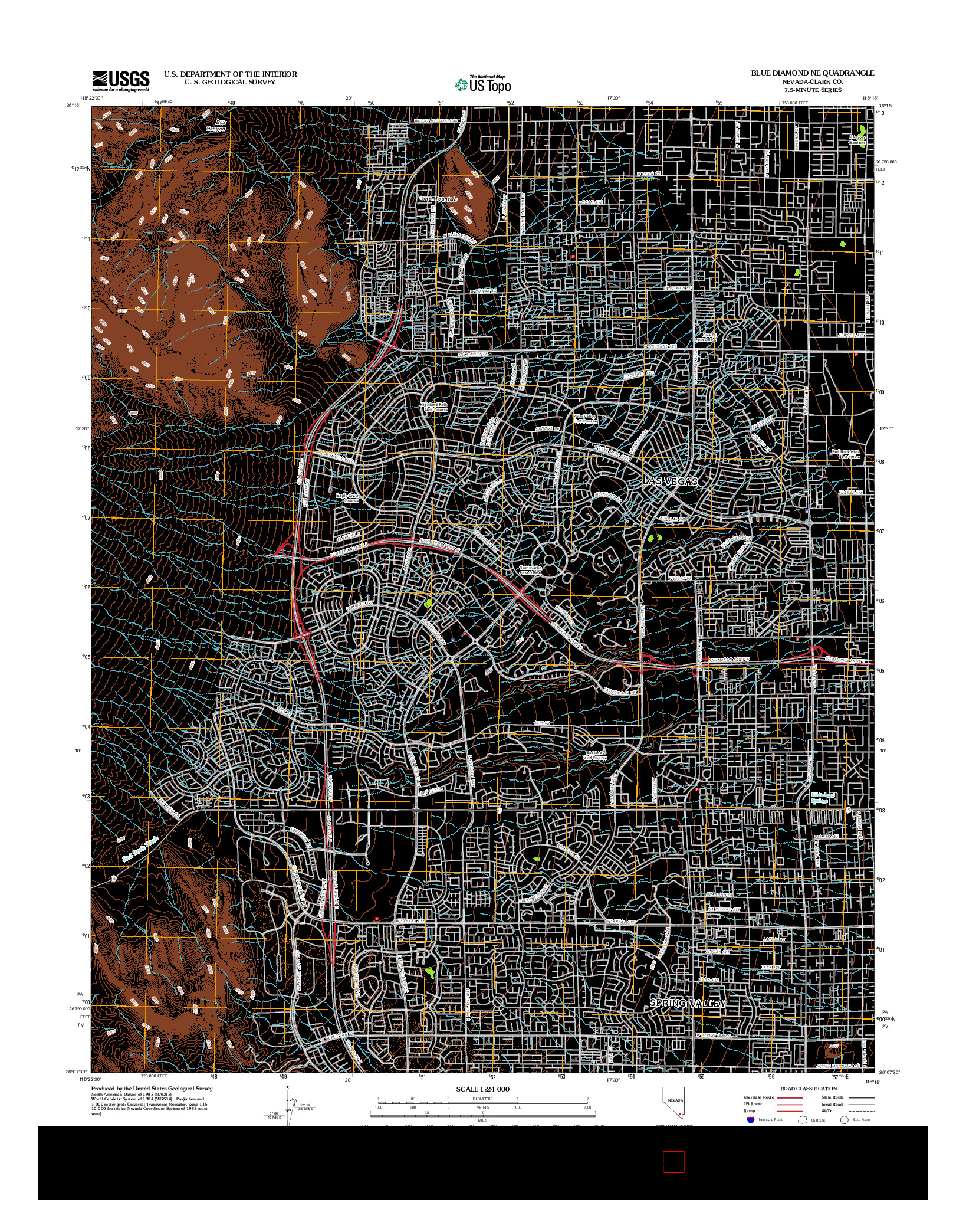 USGS US TOPO 7.5-MINUTE MAP FOR BLUE DIAMOND NE, NV 2012