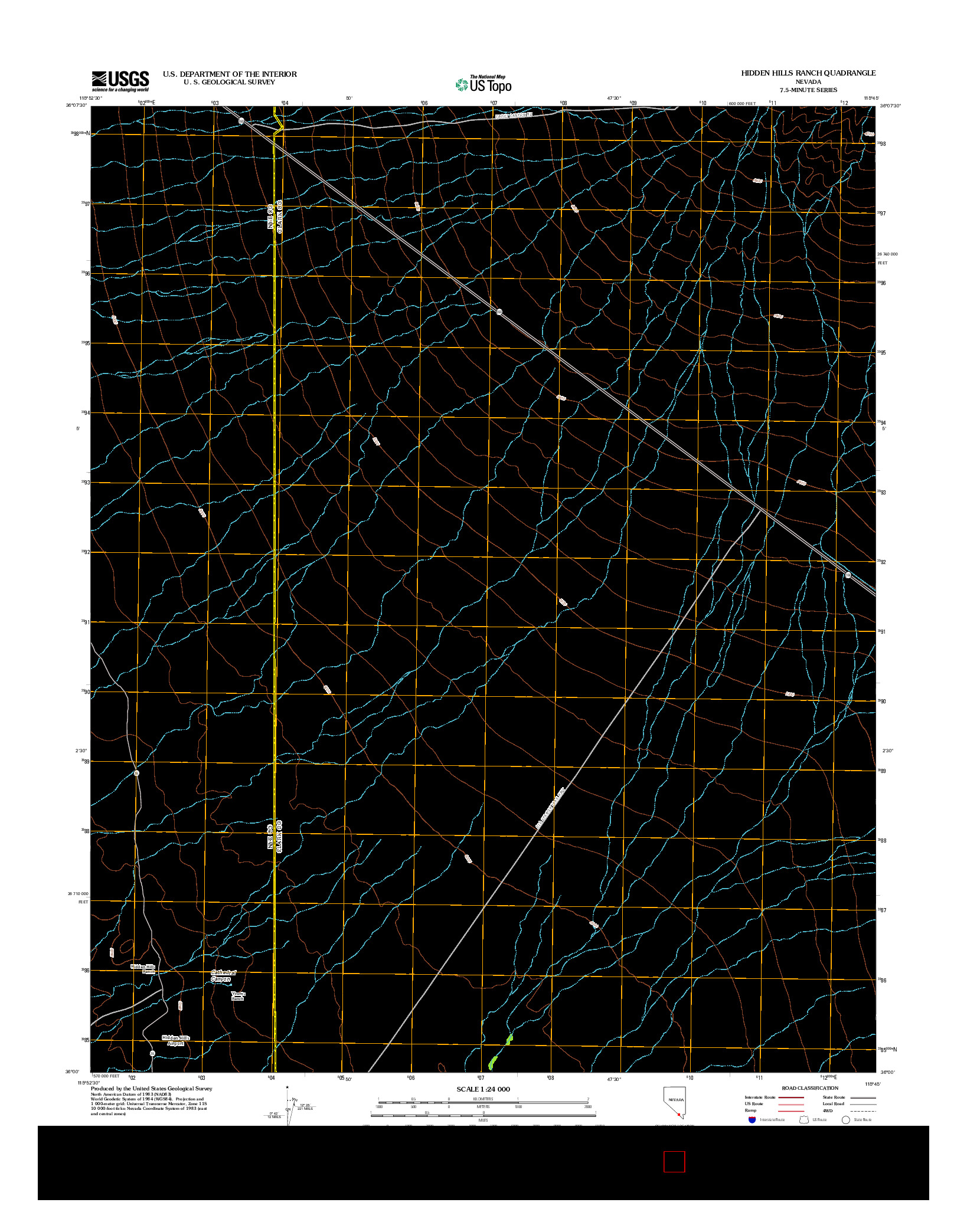 USGS US TOPO 7.5-MINUTE MAP FOR HIDDEN HILLS RANCH, NV 2012
