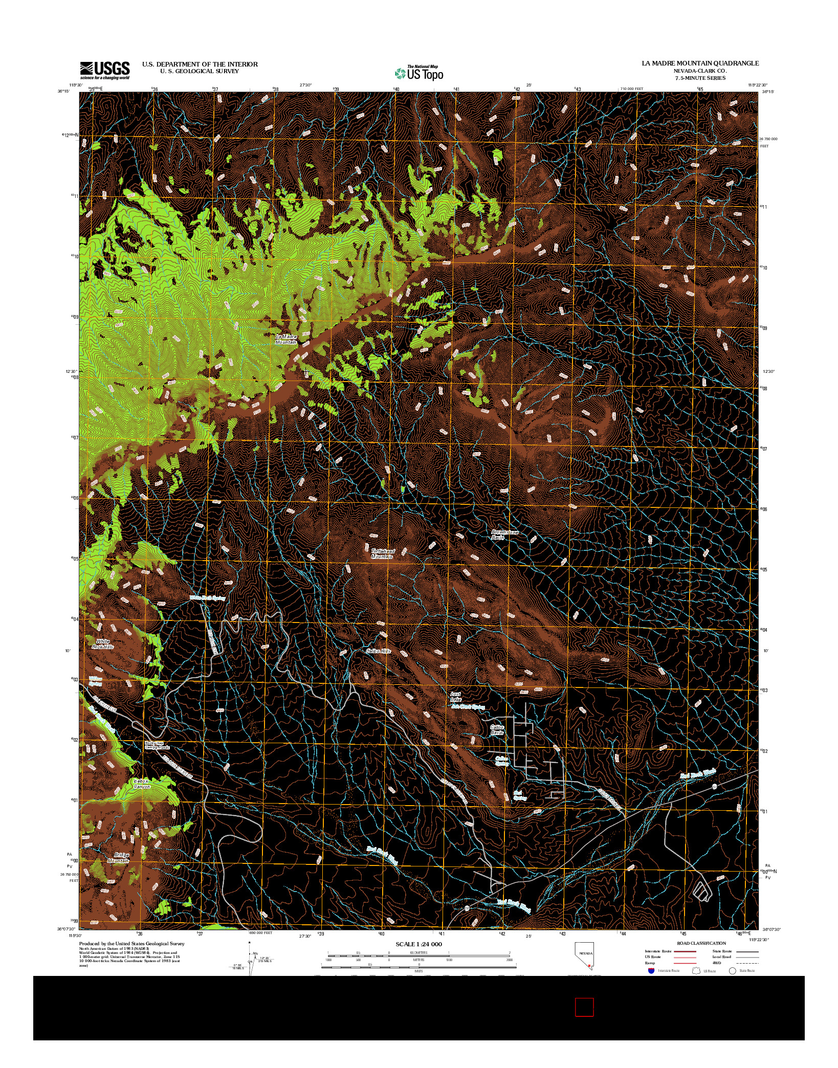 USGS US TOPO 7.5-MINUTE MAP FOR LA MADRE MOUNTAIN, NV 2012