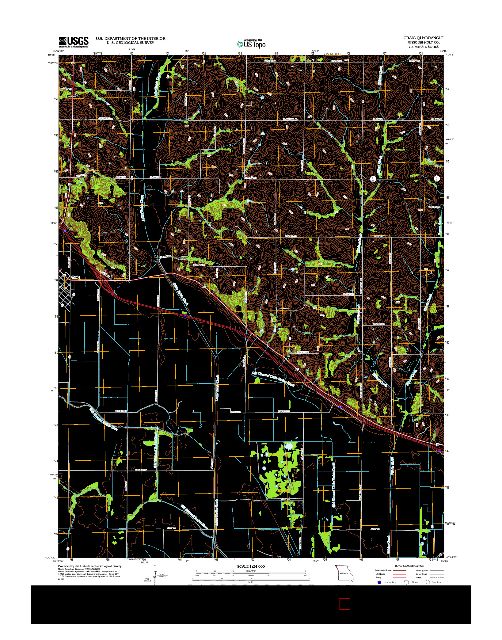 USGS US TOPO 7.5-MINUTE MAP FOR CRAIG, MO 2012