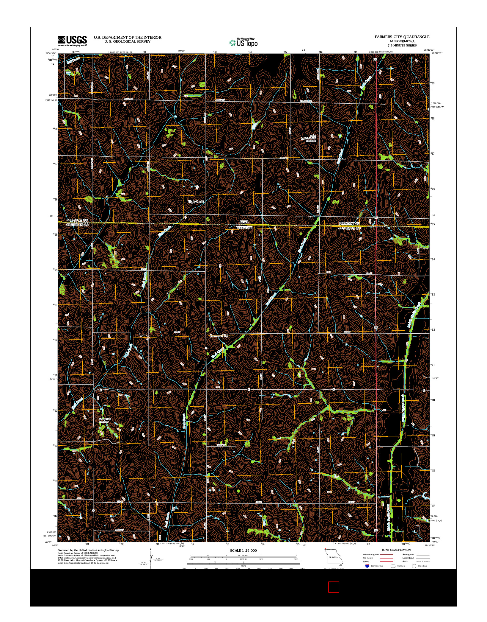 USGS US TOPO 7.5-MINUTE MAP FOR FARMERS CITY, MO-IA 2012