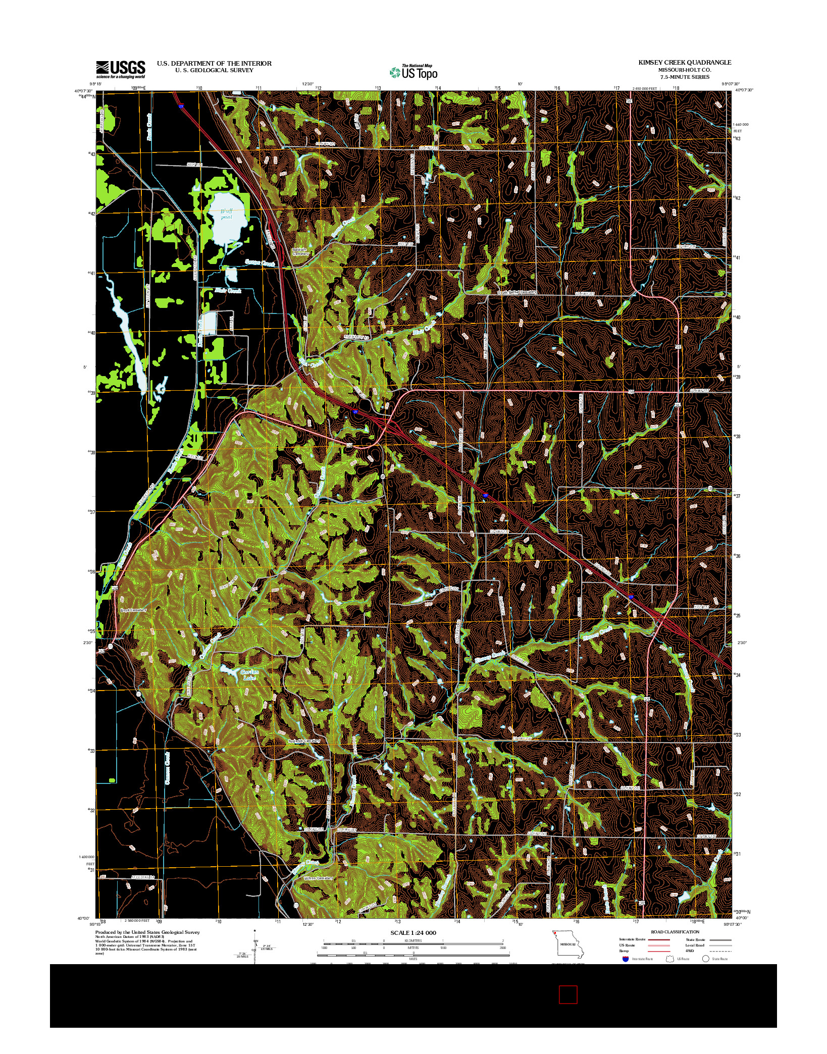 USGS US TOPO 7.5-MINUTE MAP FOR KIMSEY CREEK, MO 2012