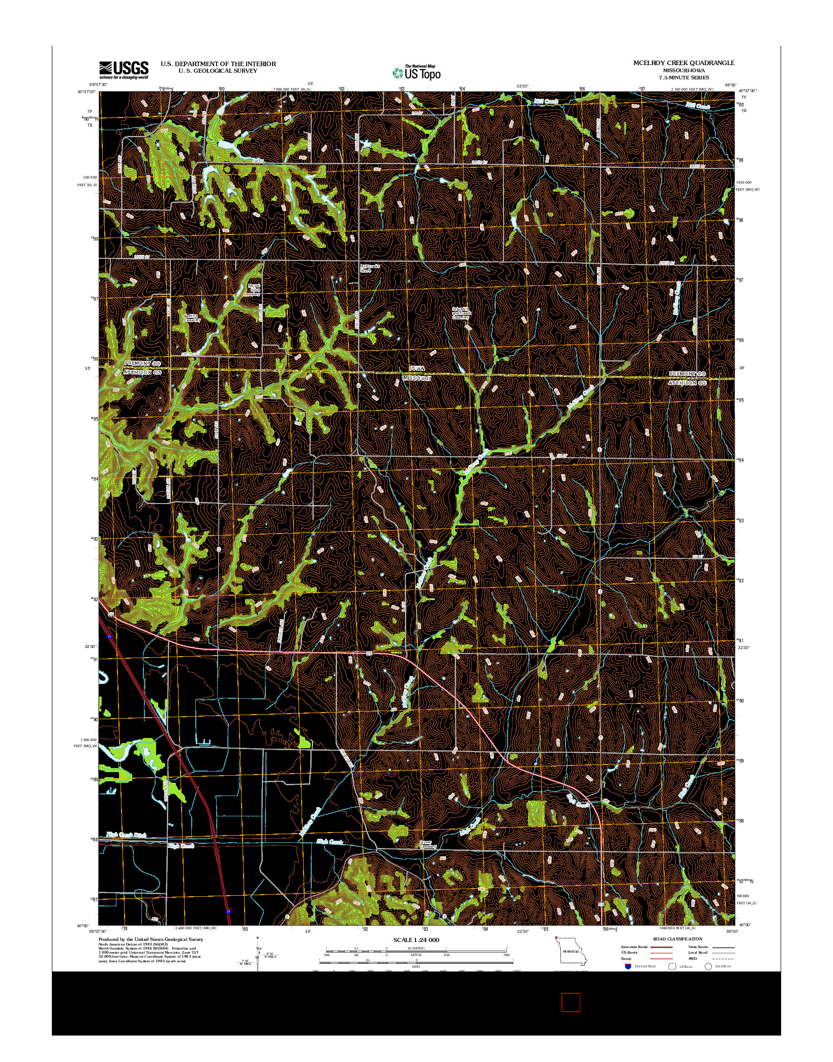 USGS US TOPO 7.5-MINUTE MAP FOR MCELROY CREEK, MO-IA 2012
