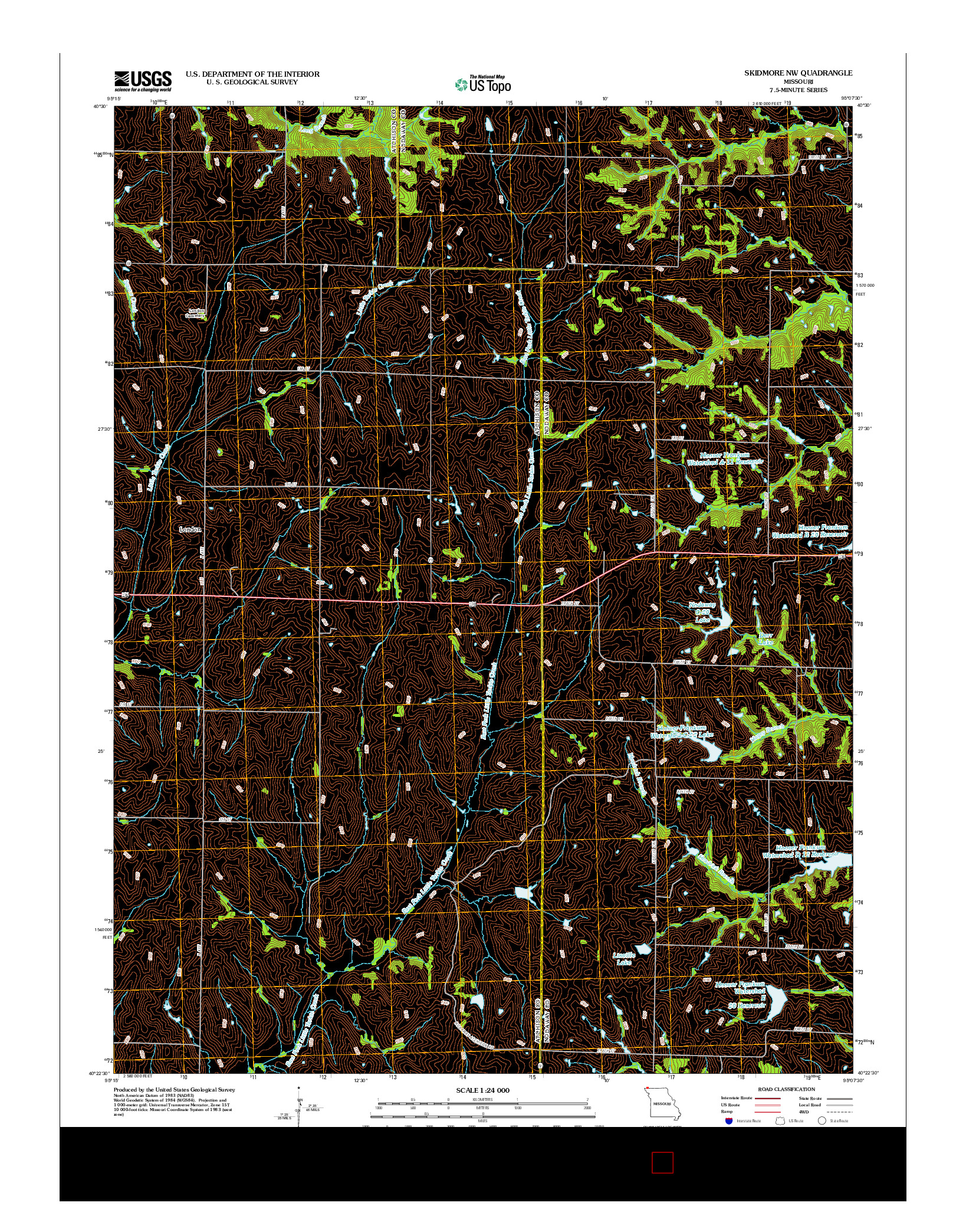 USGS US TOPO 7.5-MINUTE MAP FOR SKIDMORE NW, MO 2012