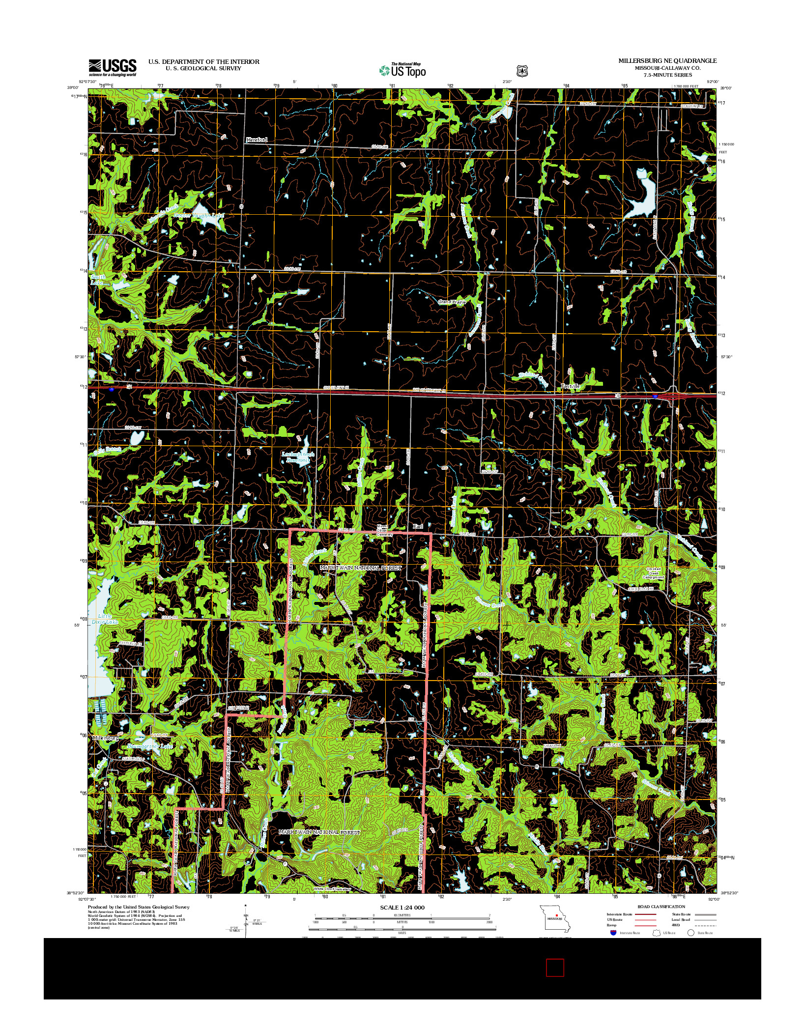 USGS US TOPO 7.5-MINUTE MAP FOR MILLERSBURG NE, MO 2012