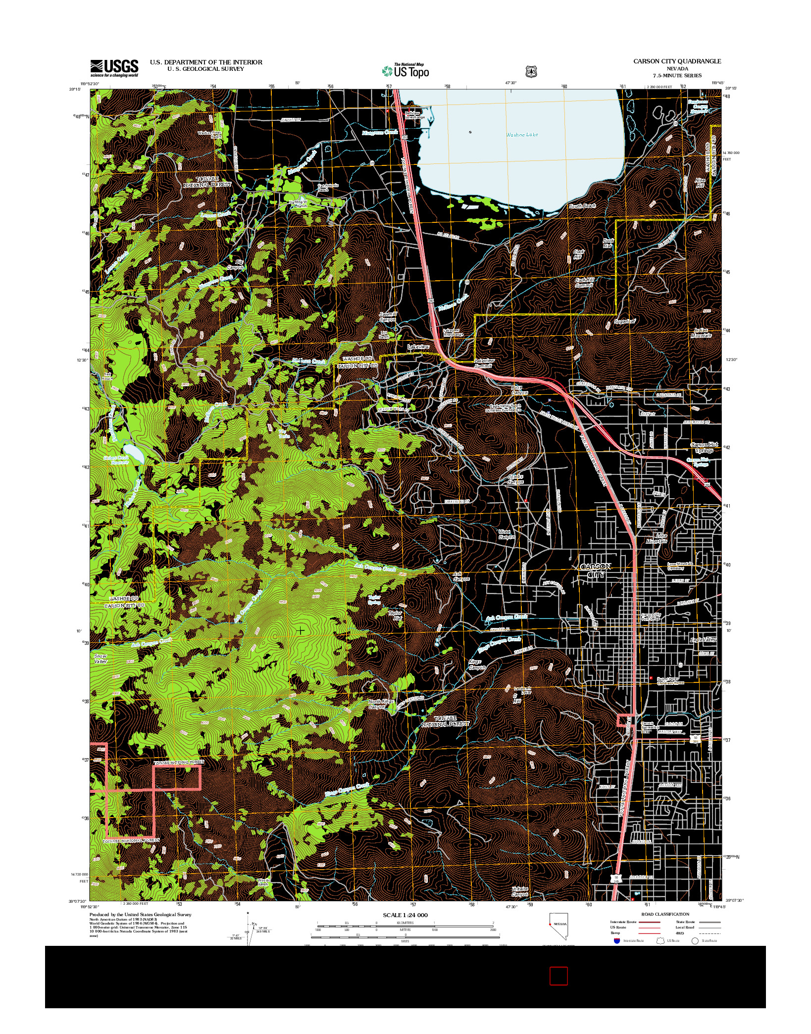 USGS US TOPO 7.5-MINUTE MAP FOR CARSON CITY, NV 2012