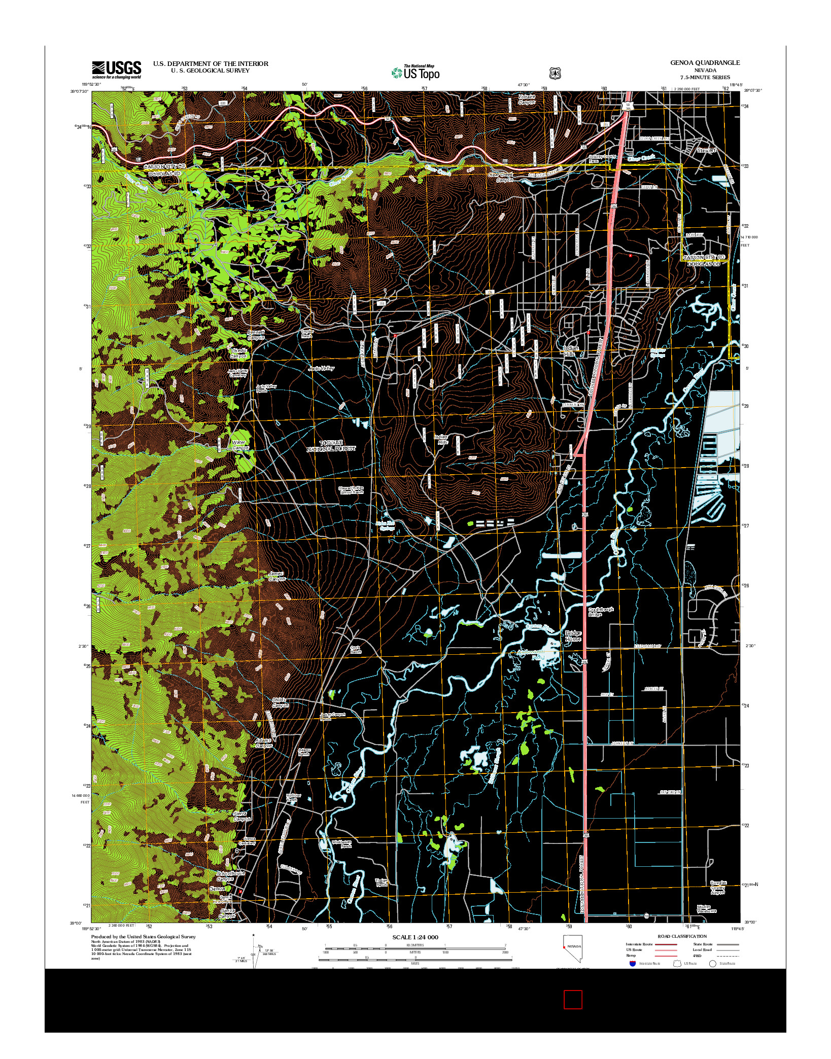 USGS US TOPO 7.5-MINUTE MAP FOR GENOA, NV 2012