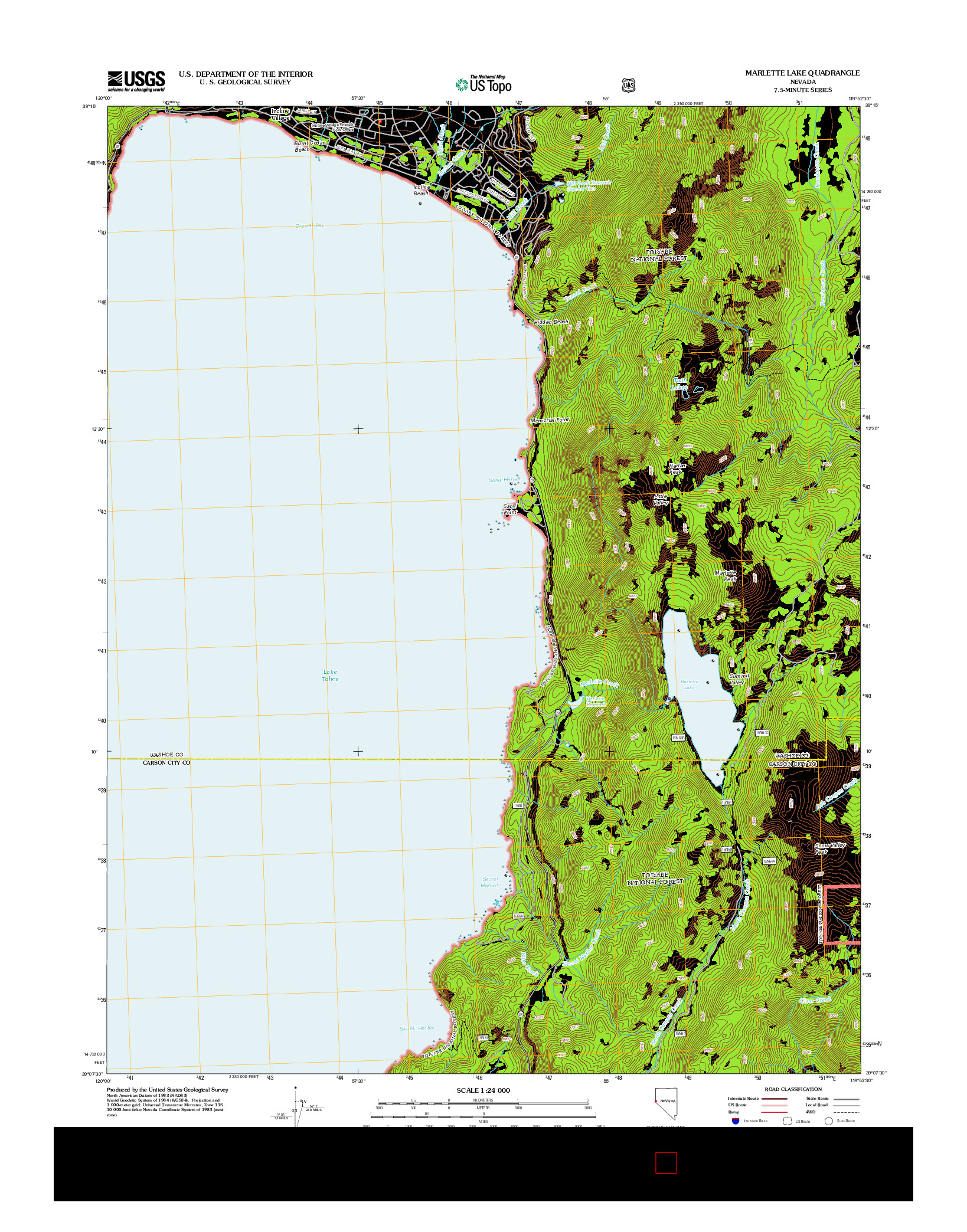 USGS US TOPO 7.5-MINUTE MAP FOR MARLETTE LAKE, NV 2012