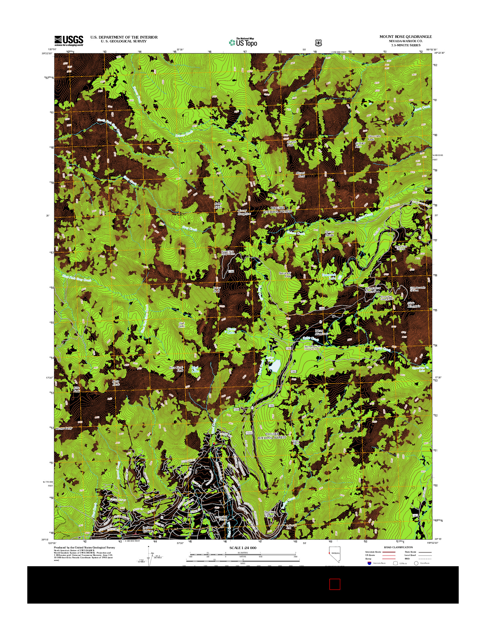 USGS US TOPO 7.5-MINUTE MAP FOR MOUNT ROSE, NV 2012