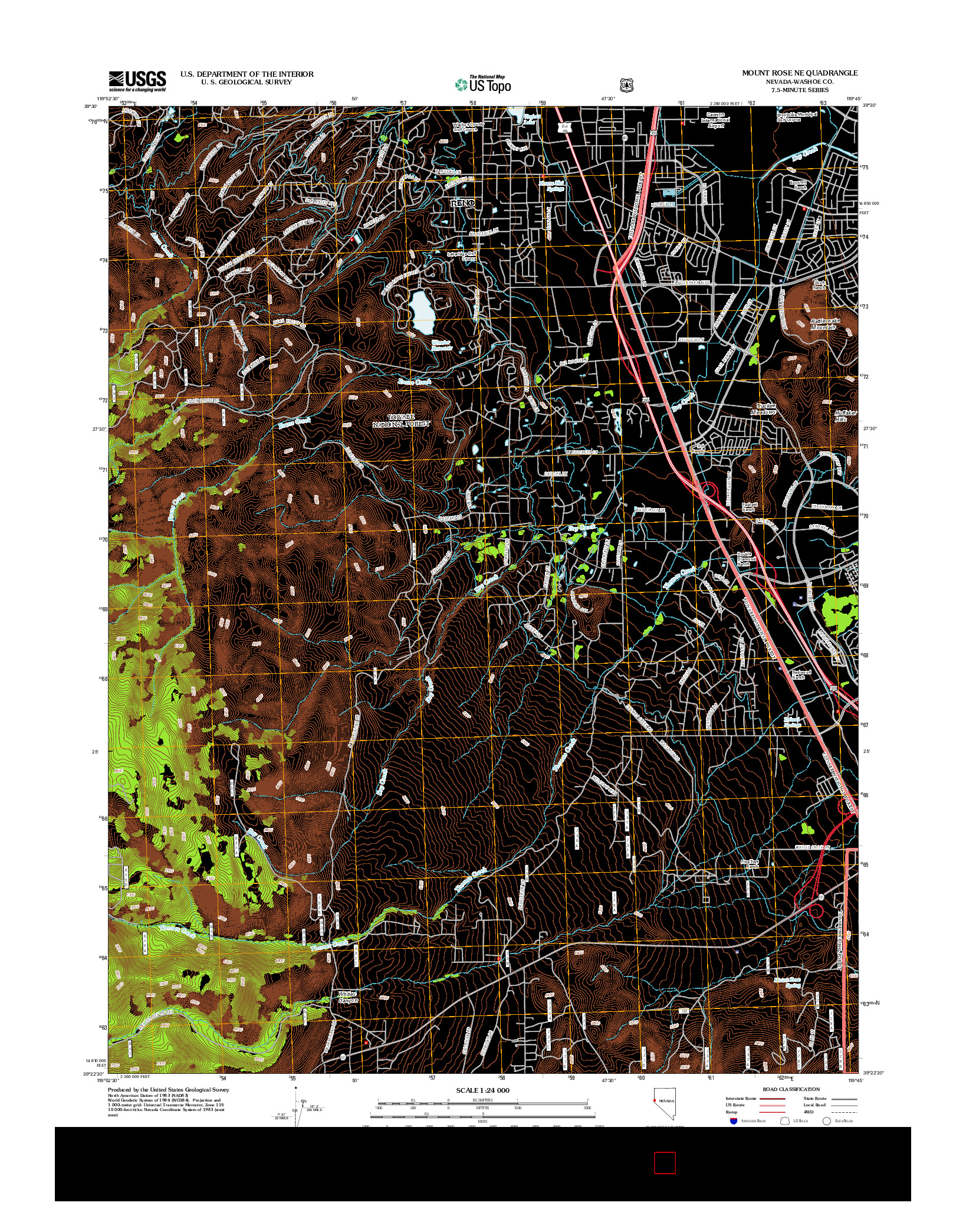 USGS US TOPO 7.5-MINUTE MAP FOR MOUNT ROSE NE, NV 2012
