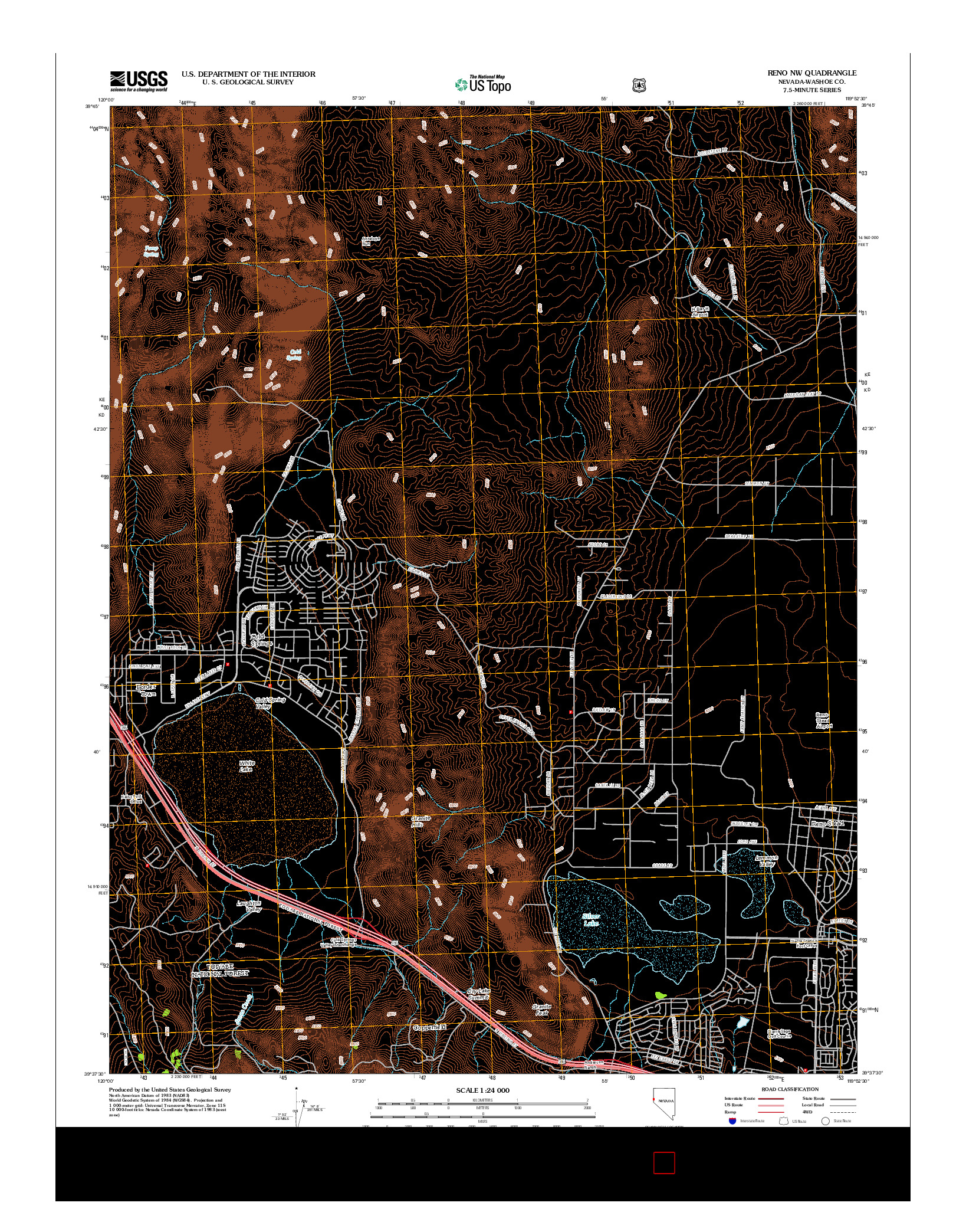 USGS US TOPO 7.5-MINUTE MAP FOR RENO NW, NV 2012