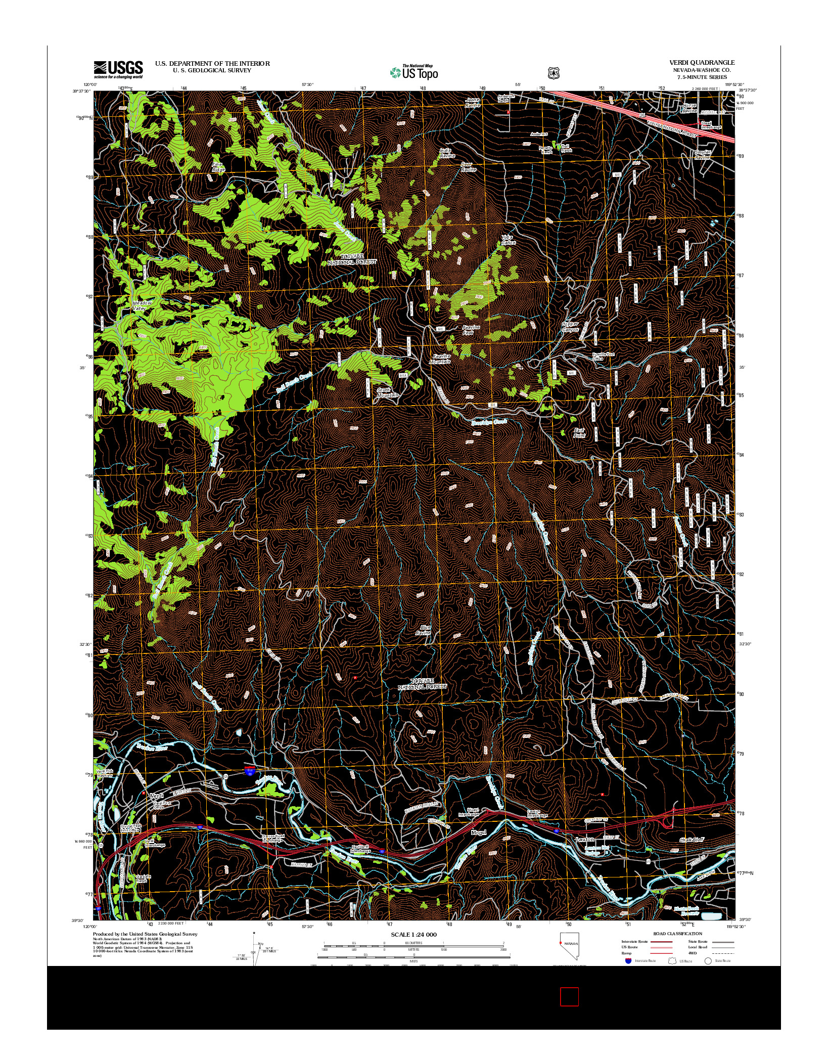 USGS US TOPO 7.5-MINUTE MAP FOR VERDI, NV 2012