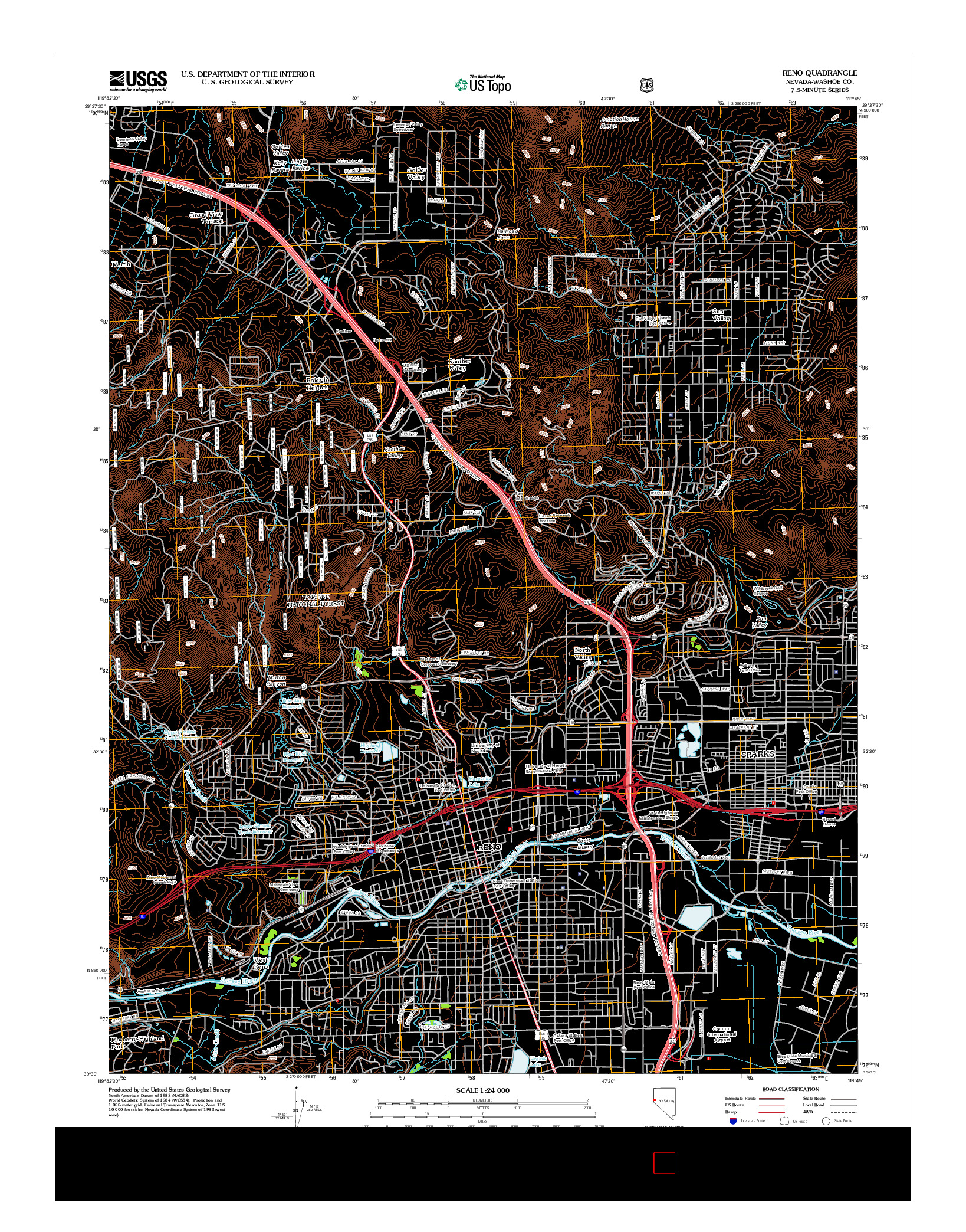 USGS US TOPO 7.5-MINUTE MAP FOR RENO, NV 2012