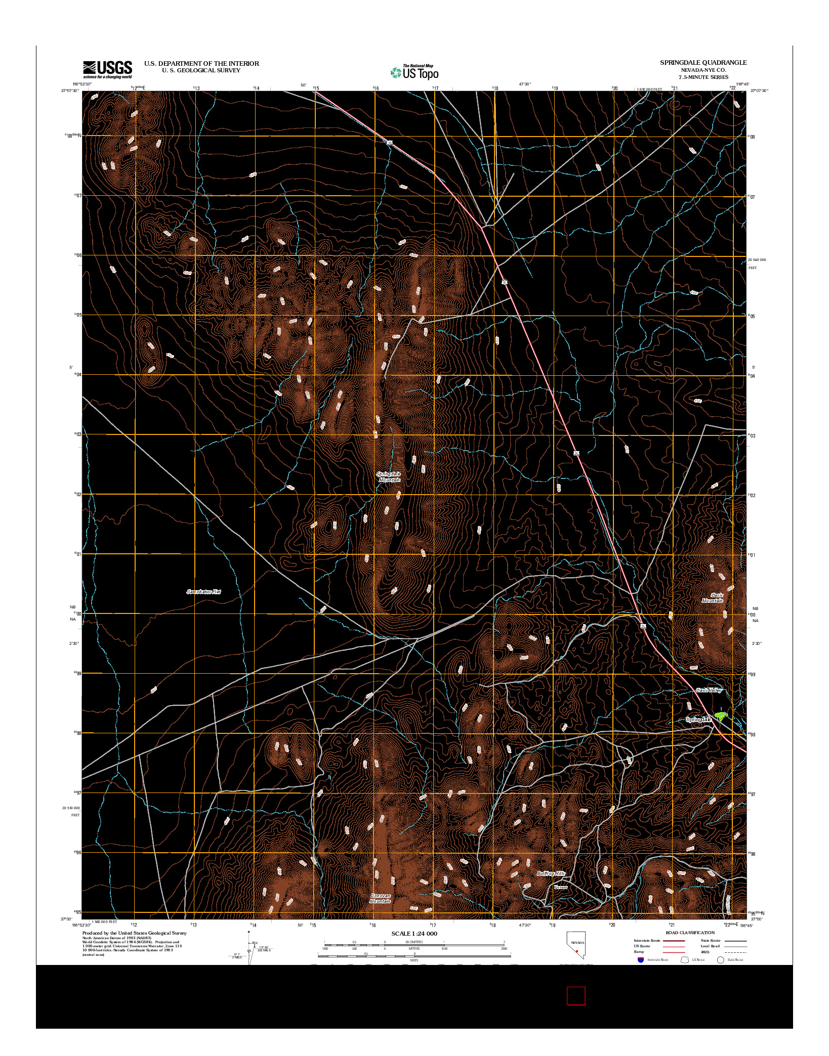 USGS US TOPO 7.5-MINUTE MAP FOR SPRINGDALE, NV 2012