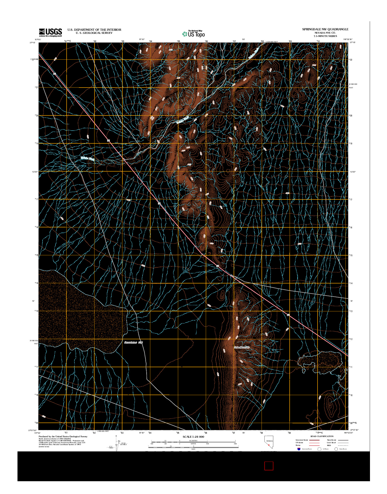 USGS US TOPO 7.5-MINUTE MAP FOR SPRINGDALE NW, NV 2012