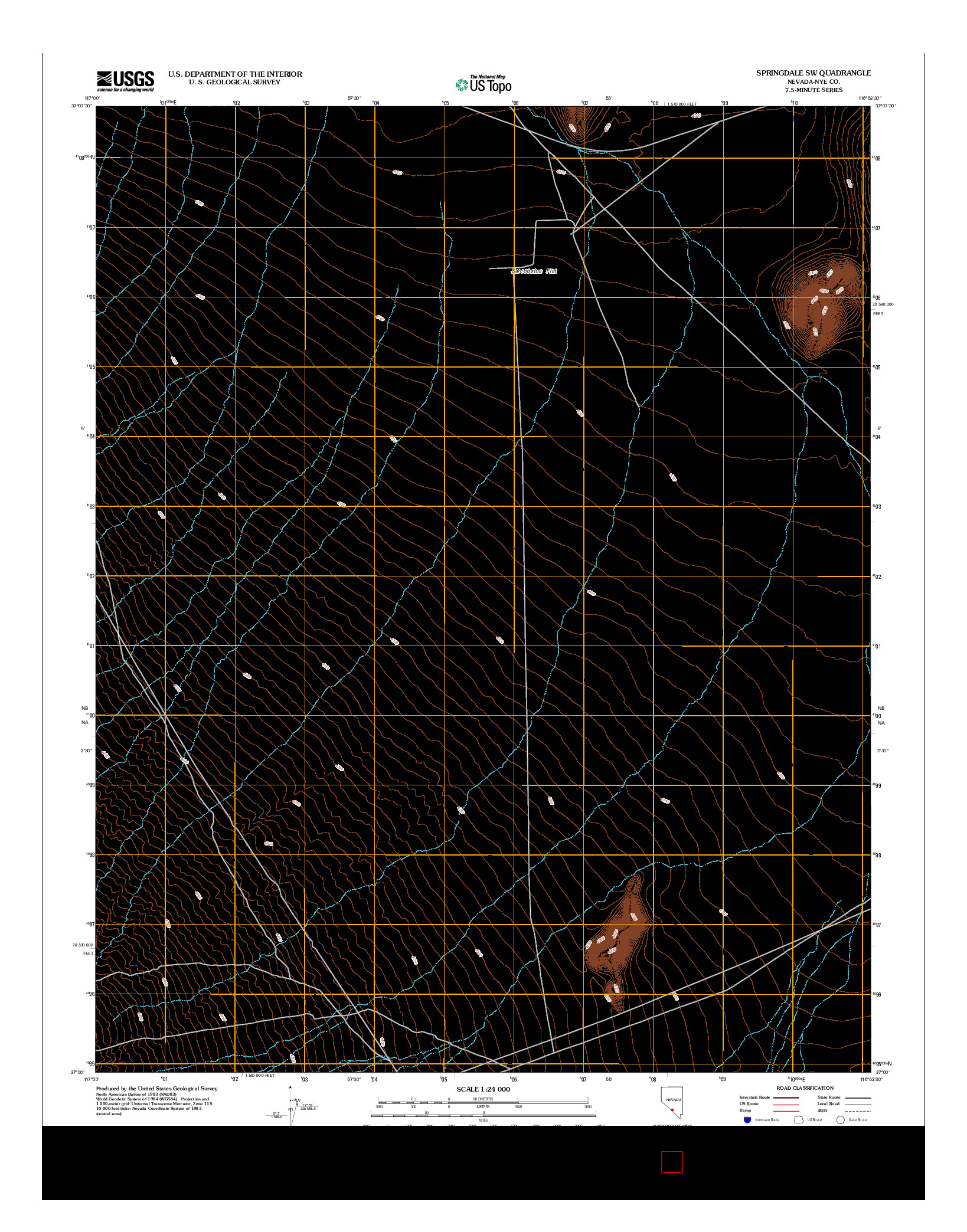 USGS US TOPO 7.5-MINUTE MAP FOR SPRINGDALE SW, NV 2012