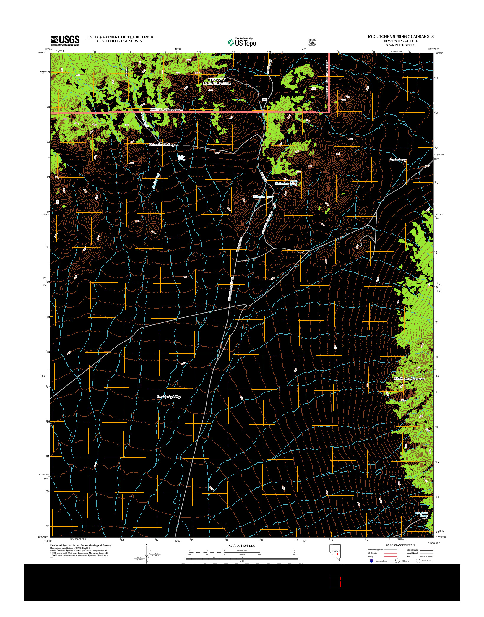 USGS US TOPO 7.5-MINUTE MAP FOR MCCUTCHEN SPRING, NV 2012