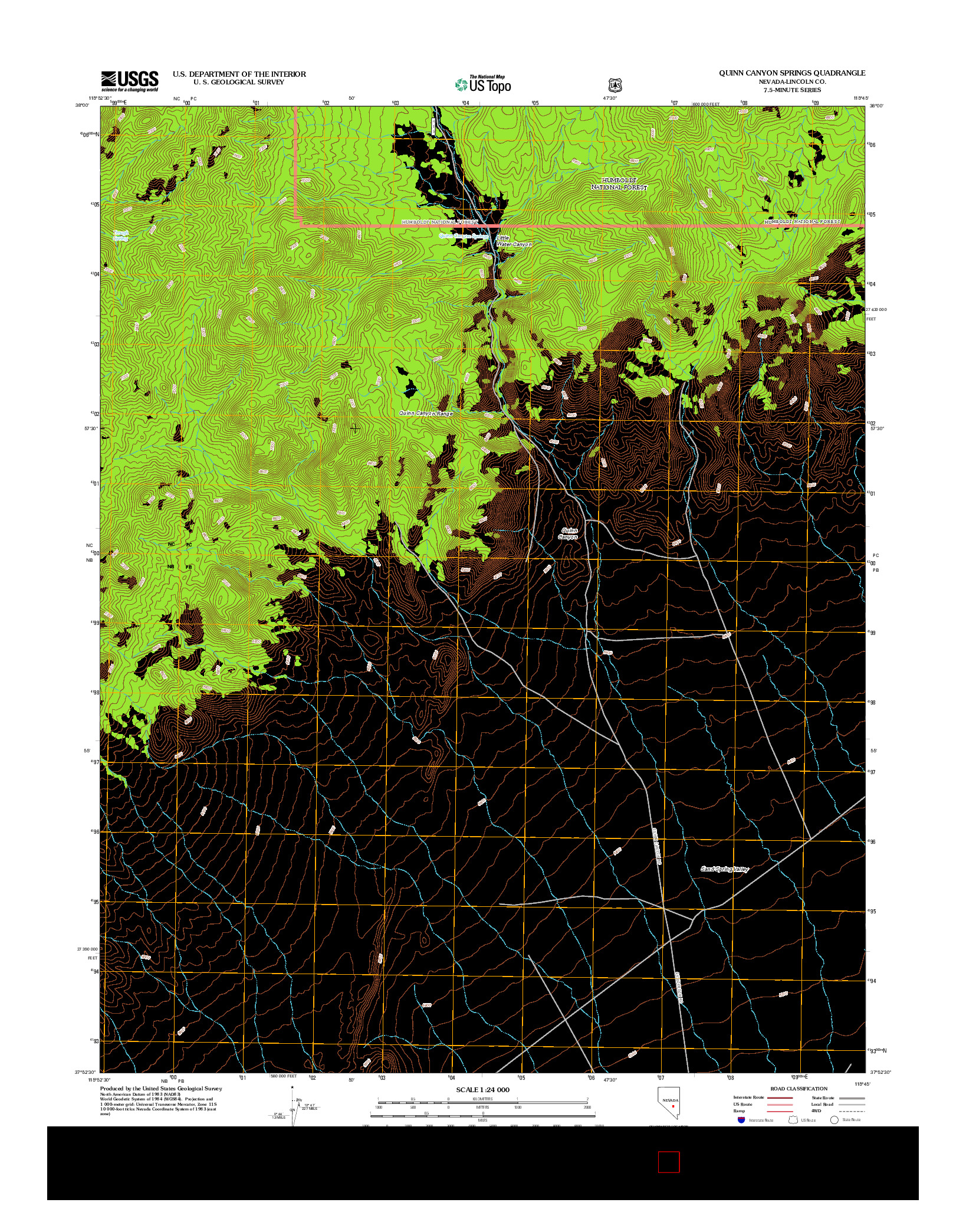 USGS US TOPO 7.5-MINUTE MAP FOR QUINN CANYON SPRINGS, NV 2012