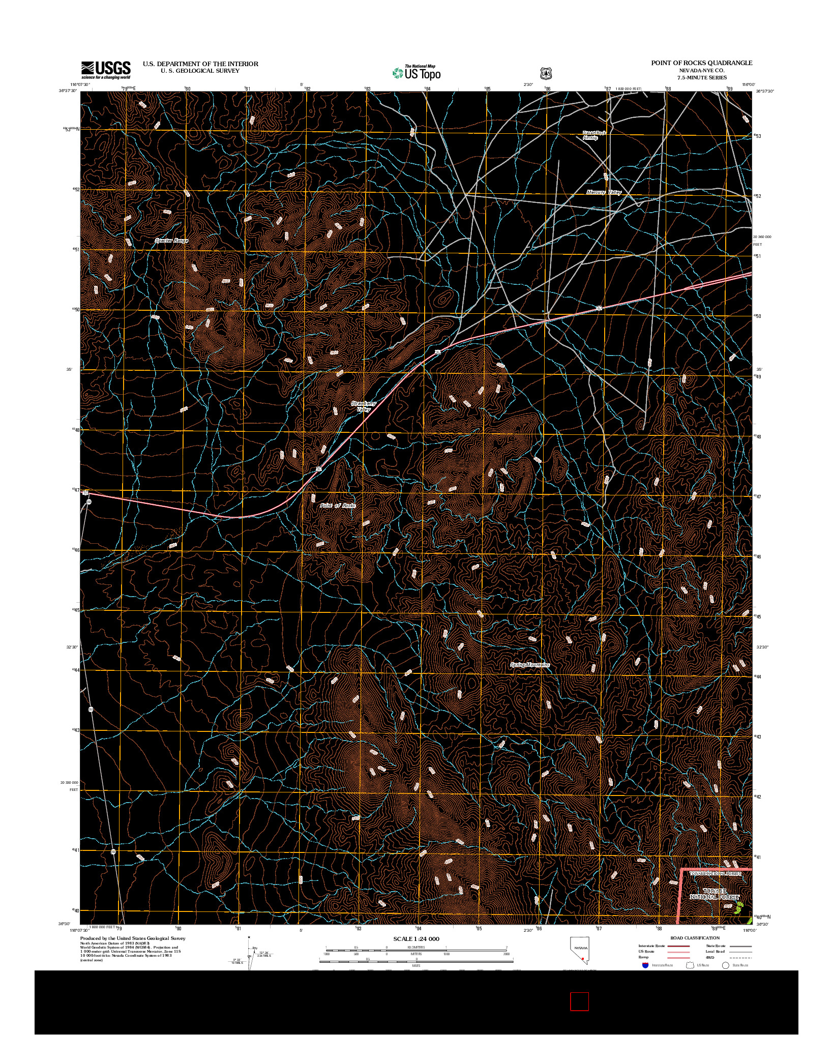 USGS US TOPO 7.5-MINUTE MAP FOR POINT OF ROCKS, NV 2012