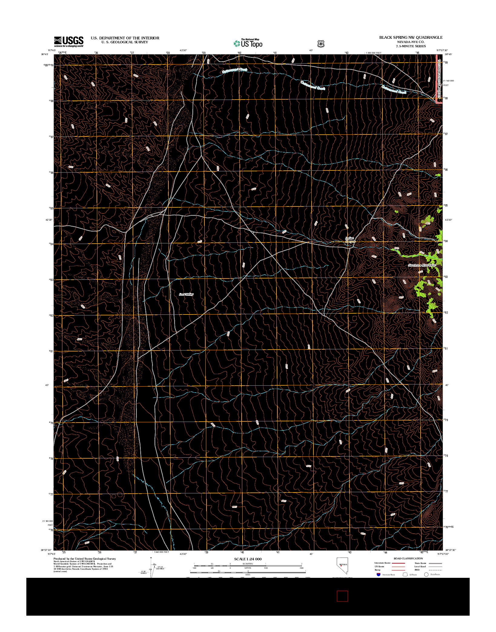 USGS US TOPO 7.5-MINUTE MAP FOR BLACK SPRING NW, NV 2012