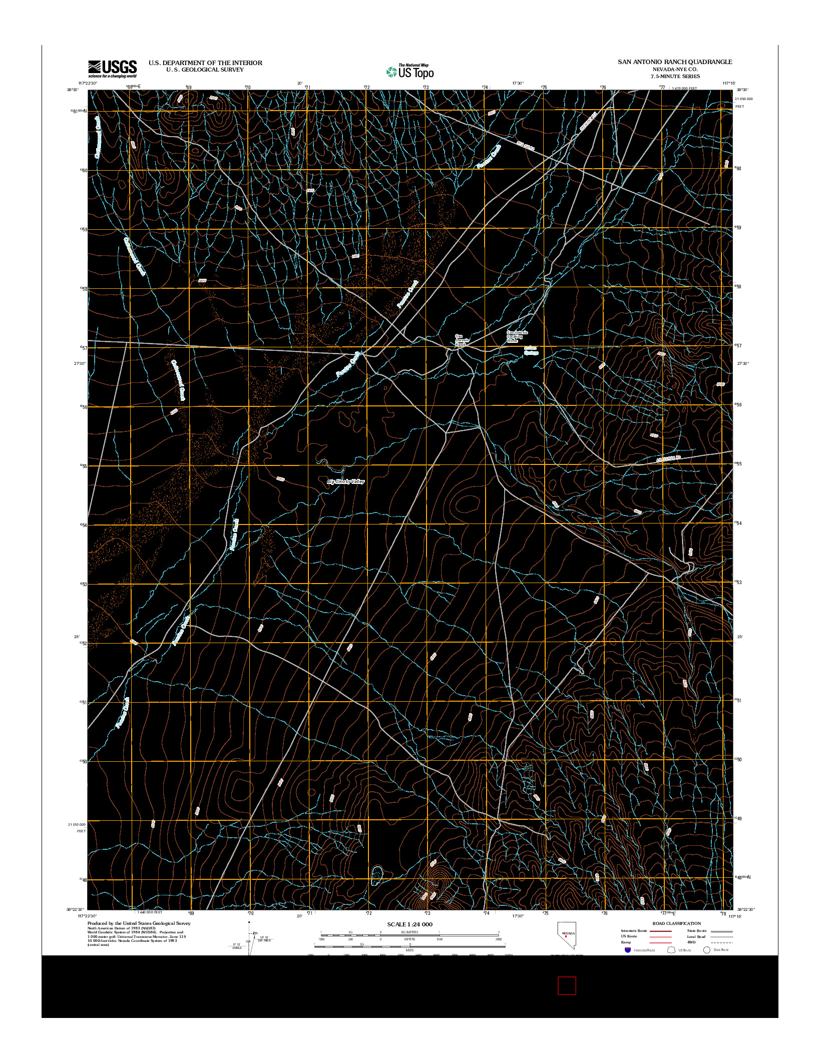 USGS US TOPO 7.5-MINUTE MAP FOR SAN ANTONIO RANCH, NV 2012