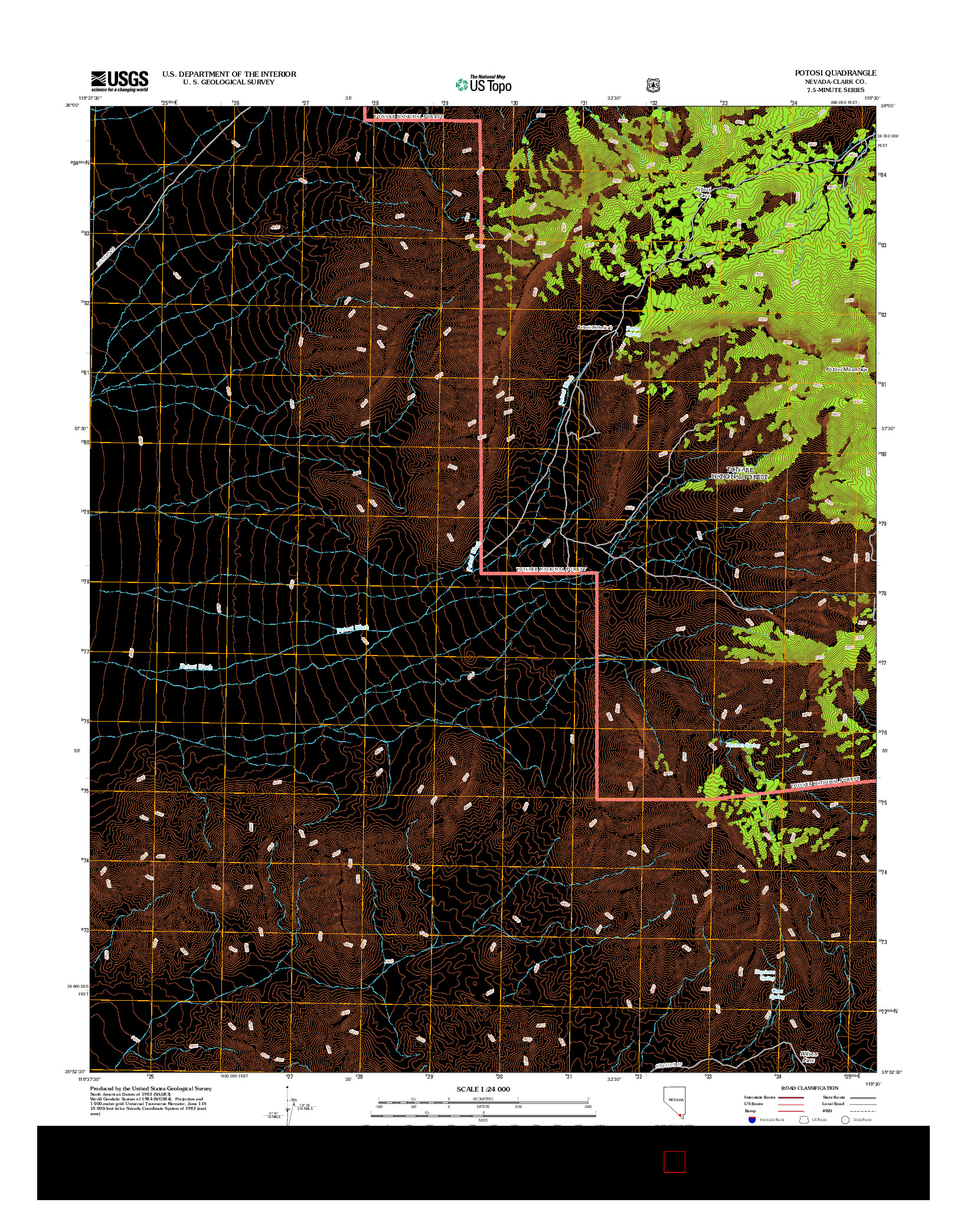USGS US TOPO 7.5-MINUTE MAP FOR POTOSI, NV 2012