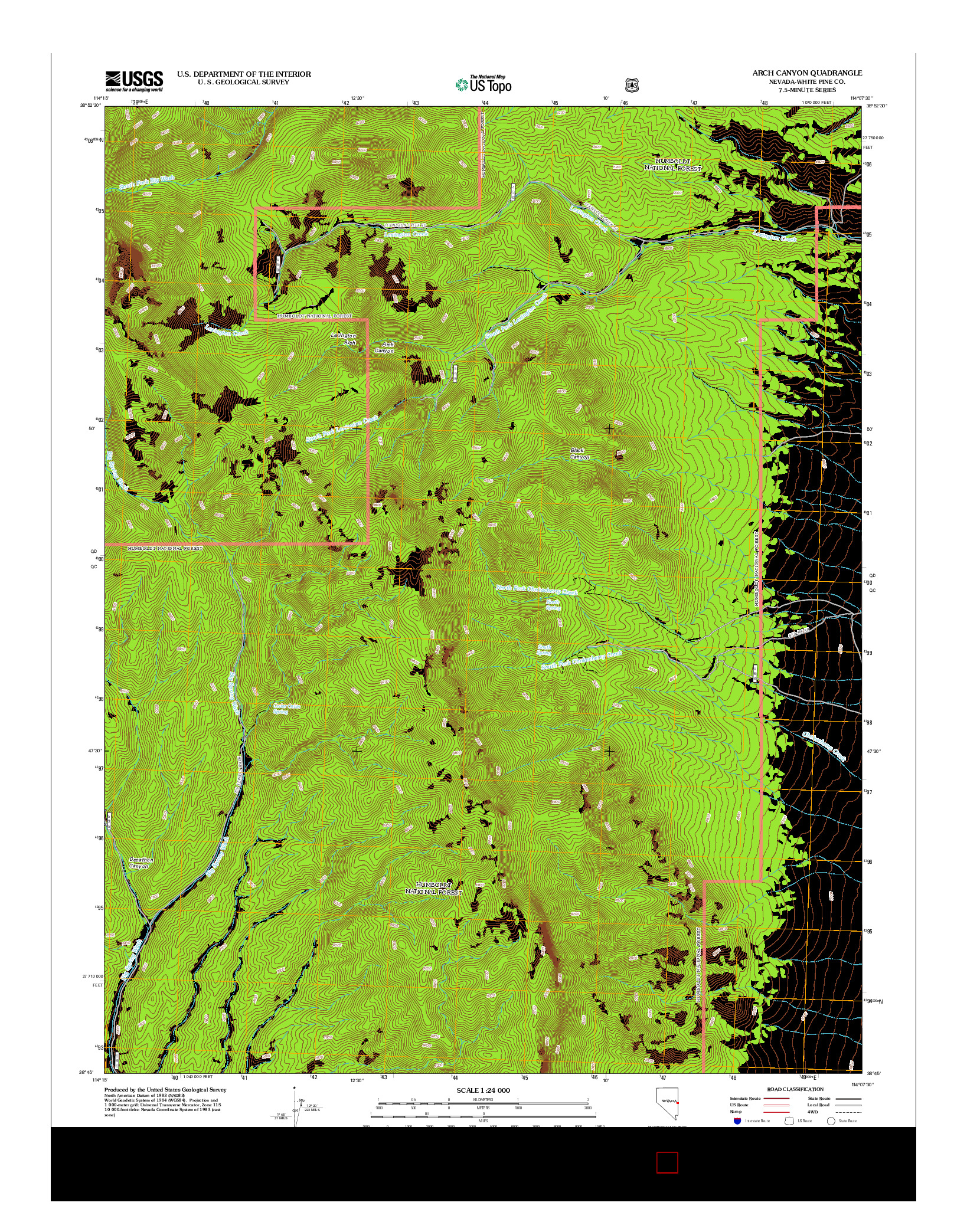 USGS US TOPO 7.5-MINUTE MAP FOR ARCH CANYON, NV 2012