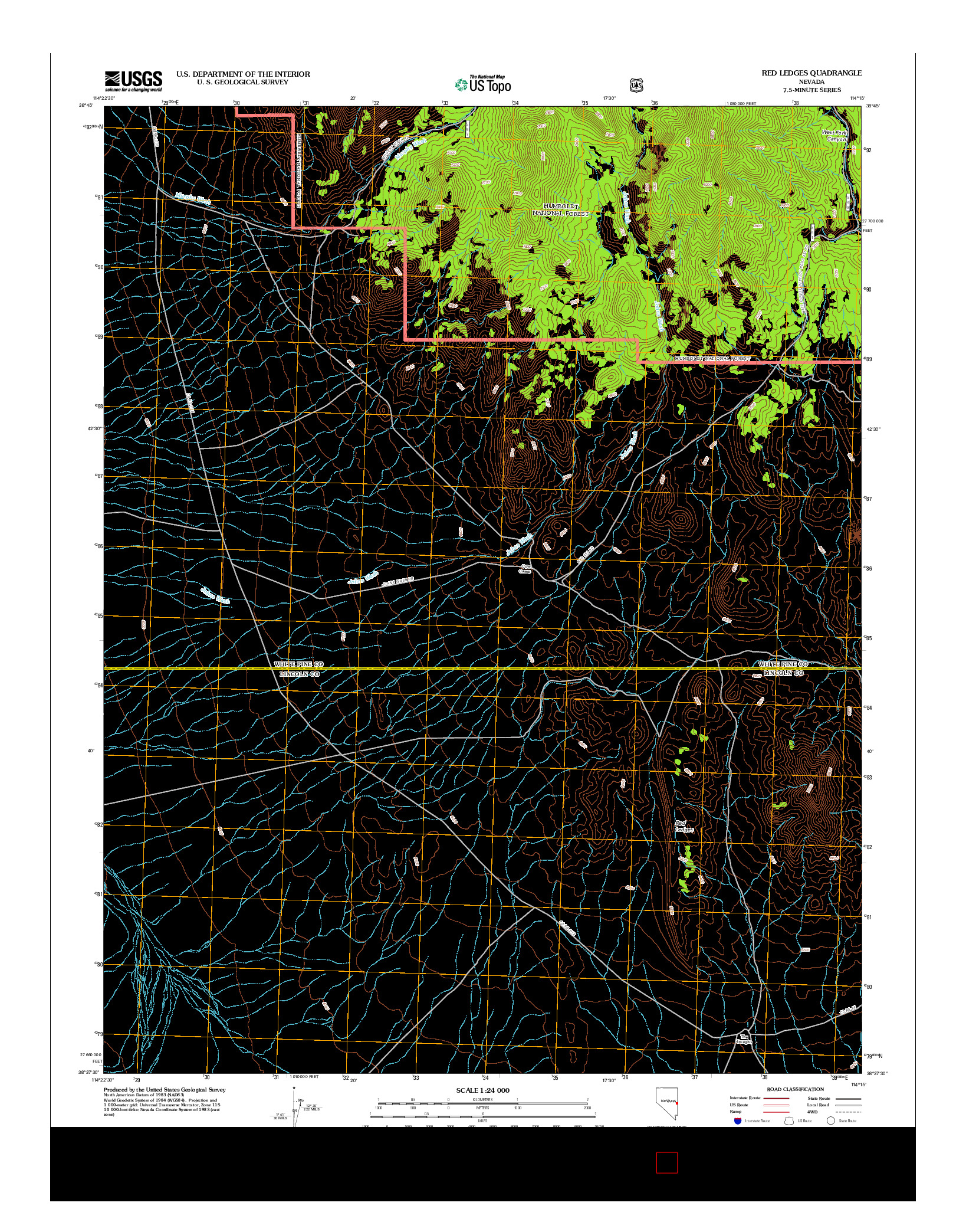 USGS US TOPO 7.5-MINUTE MAP FOR RED LEDGES, NV 2012