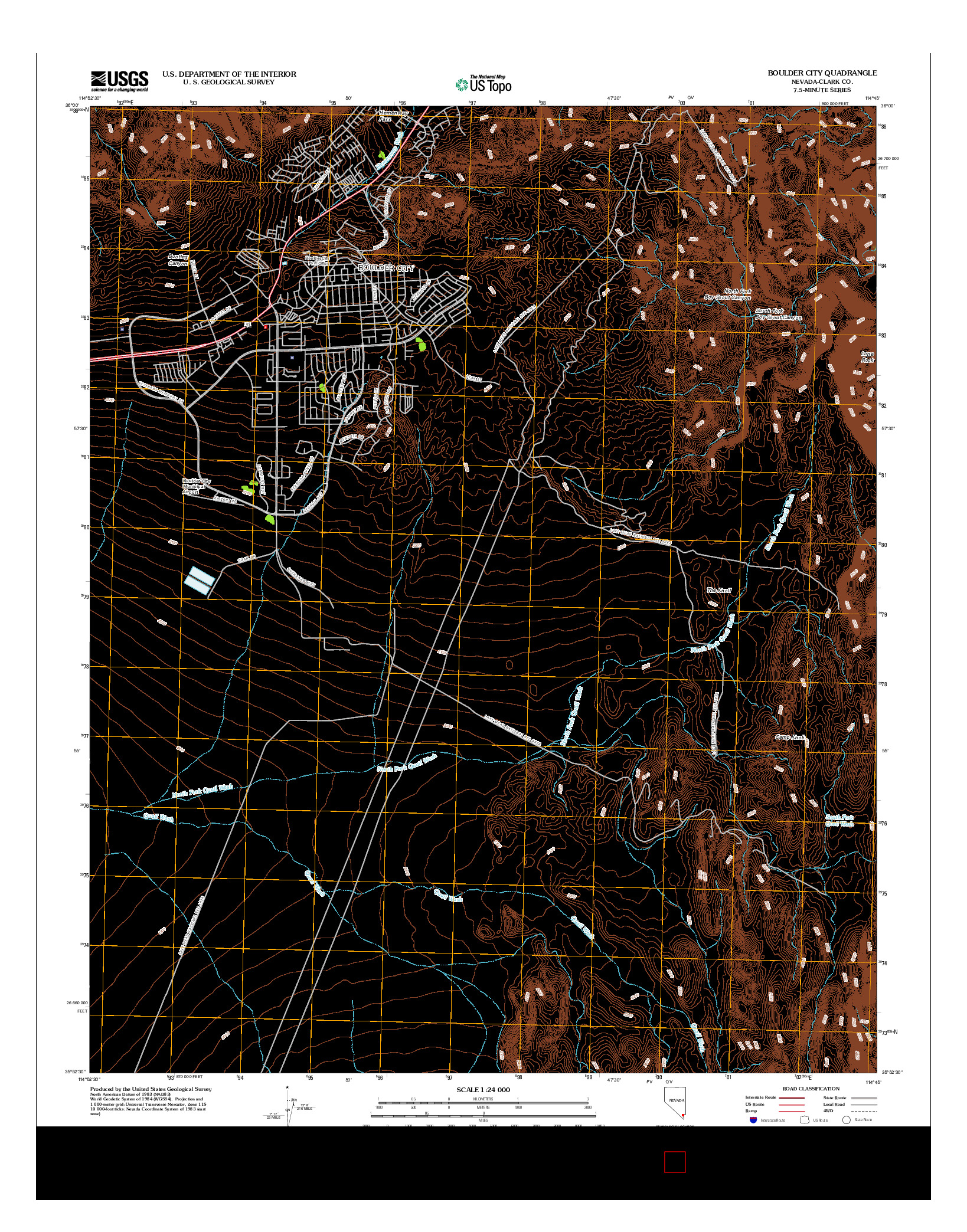 USGS US TOPO 7.5-MINUTE MAP FOR BOULDER CITY, NV 2012
