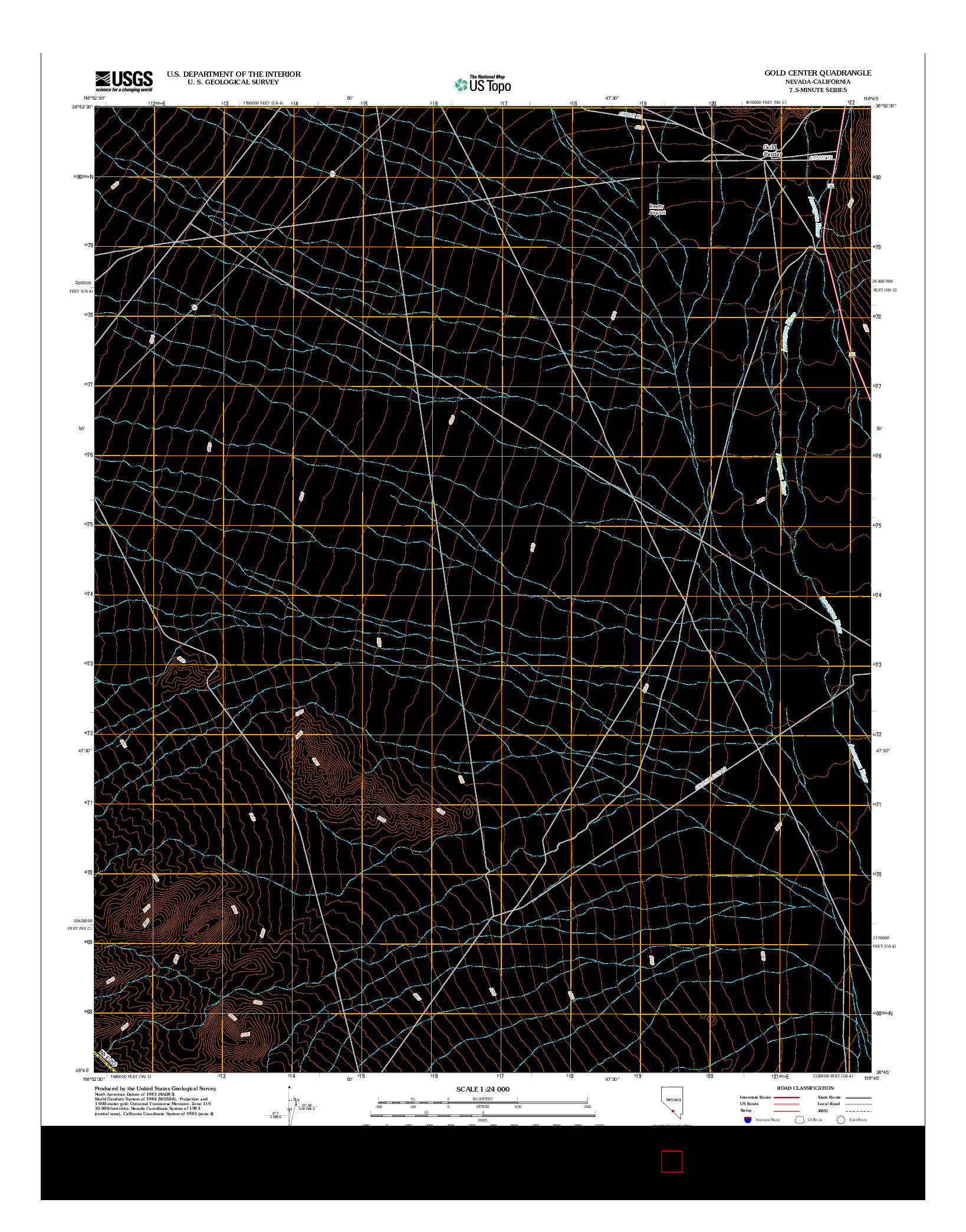 USGS US TOPO 7.5-MINUTE MAP FOR GOLD CENTER, NV-CA 2012