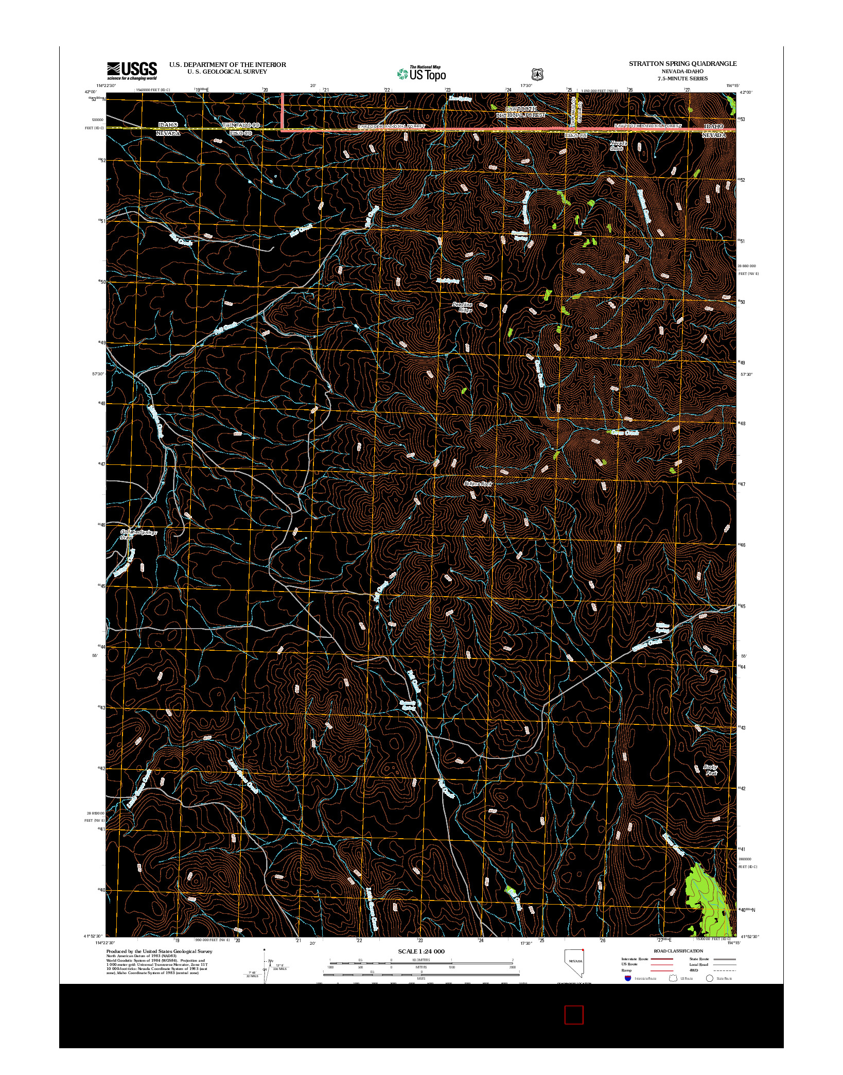 USGS US TOPO 7.5-MINUTE MAP FOR STRATTON SPRING, NV-ID 2012