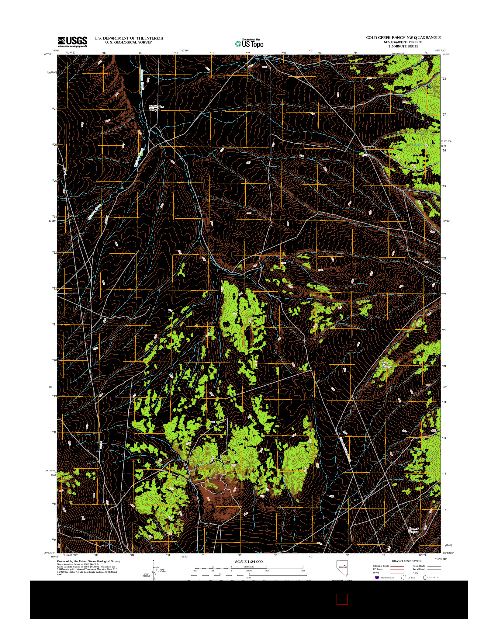 USGS US TOPO 7.5-MINUTE MAP FOR COLD CREEK RANCH NW, NV 2012