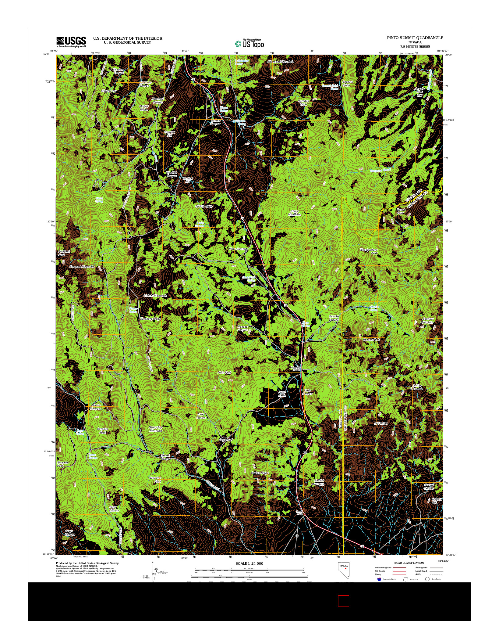 USGS US TOPO 7.5-MINUTE MAP FOR PINTO SUMMIT, NV 2012