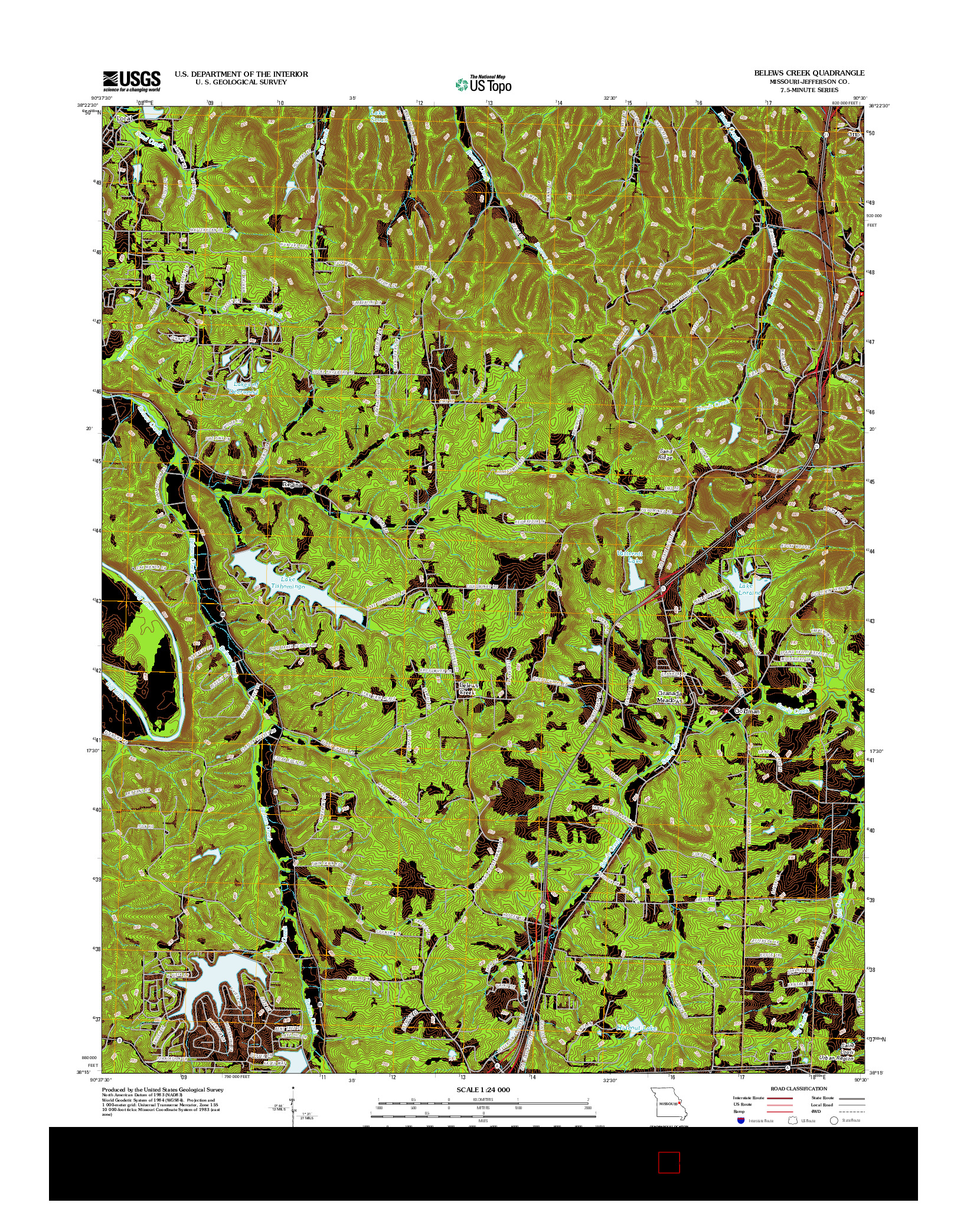 USGS US TOPO 7.5-MINUTE MAP FOR BELEWS CREEK, MO 2012